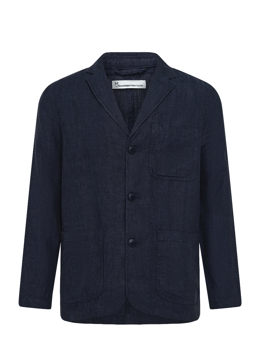 Knowledge Cotton Apparel - Linen blazer - einreiher - yarndyed - total eclipse - 0