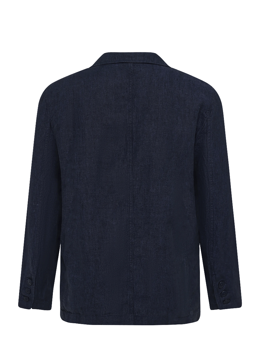 Knowledge Cotton Apparel - Linen blazer - einreiher - yarndyed - total eclipse - 1