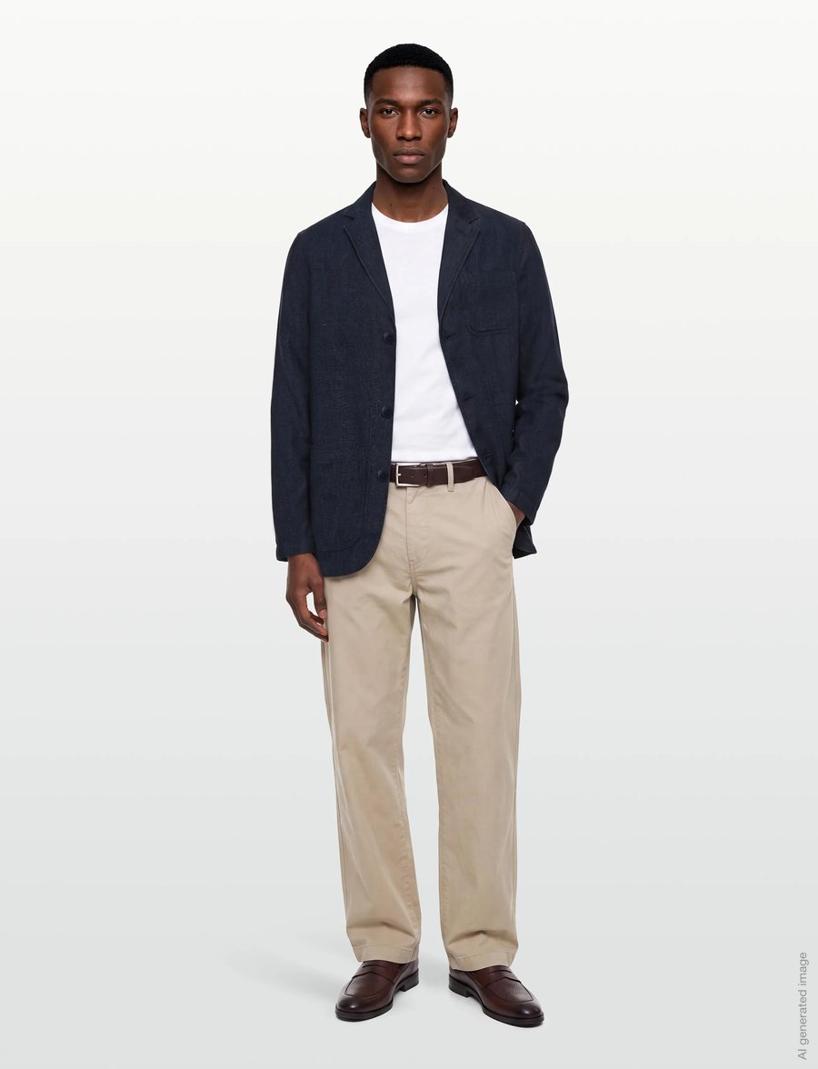 Knowledge Cotton Apparel - Linen blazer - marynarki jednorzędowe - yarndyed - total eclipse - 0