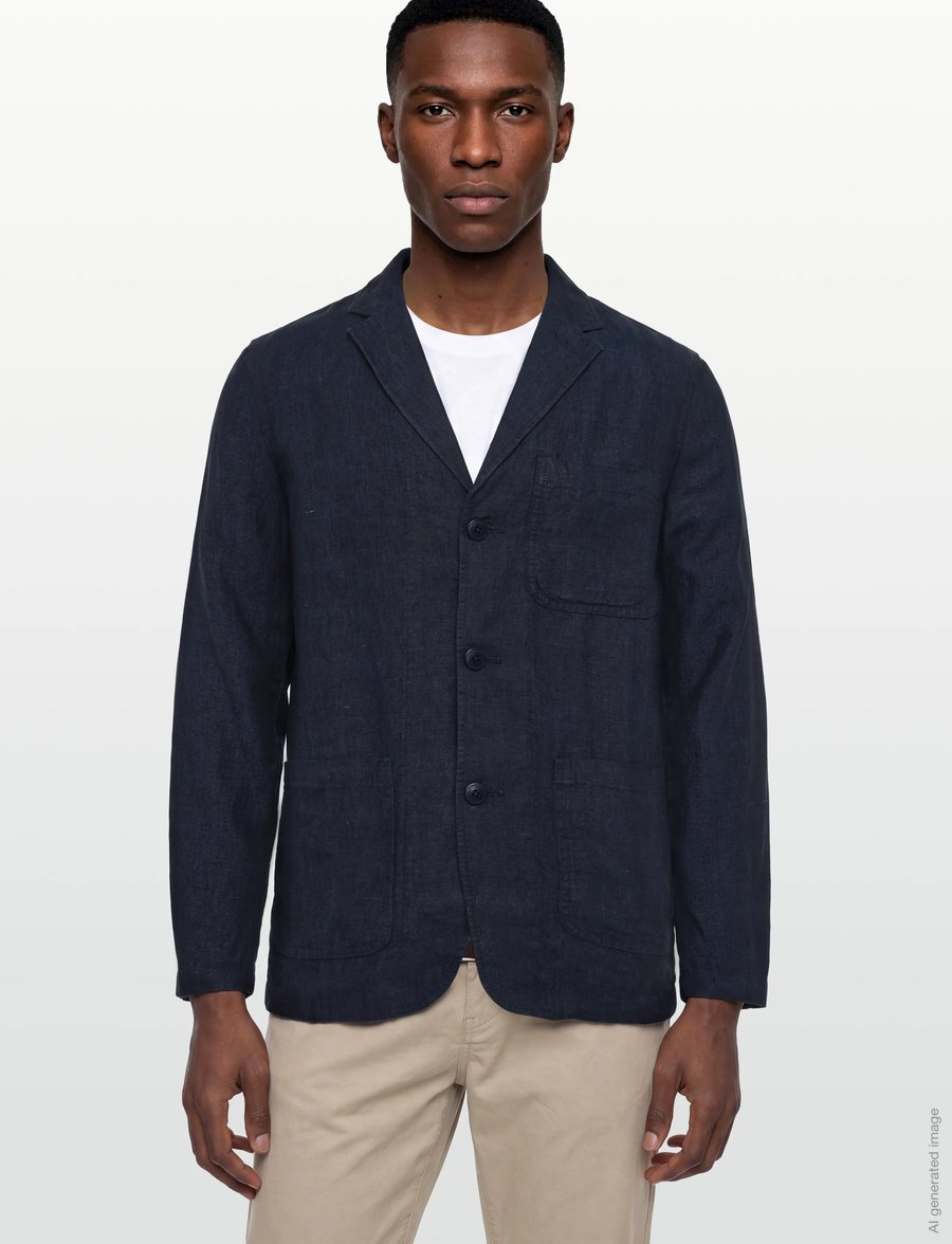 Knowledge Cotton Apparel - Linen blazer - marynarki jednorzędowe - yarndyed - total eclipse - 3