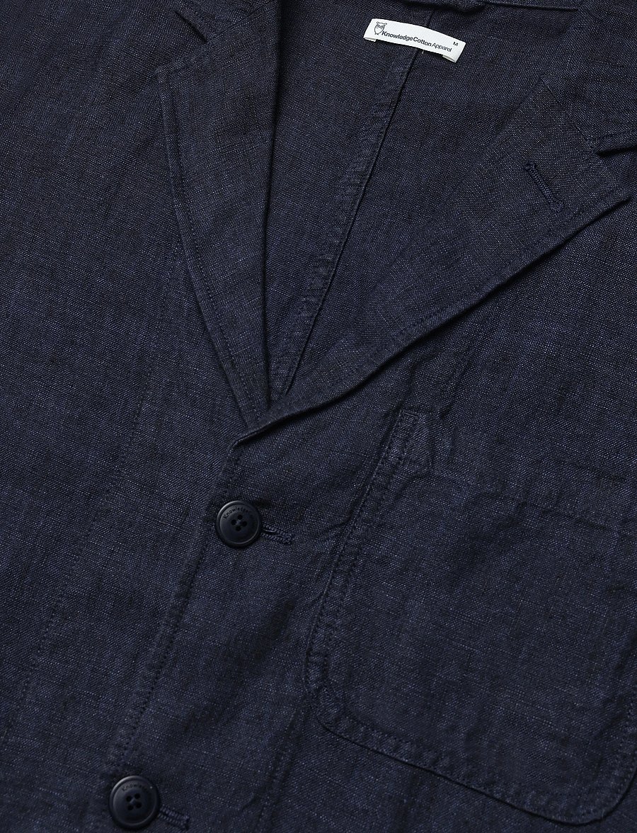 Knowledge Cotton Apparel - Linen blazer - einreiher - yarndyed - total eclipse - 2