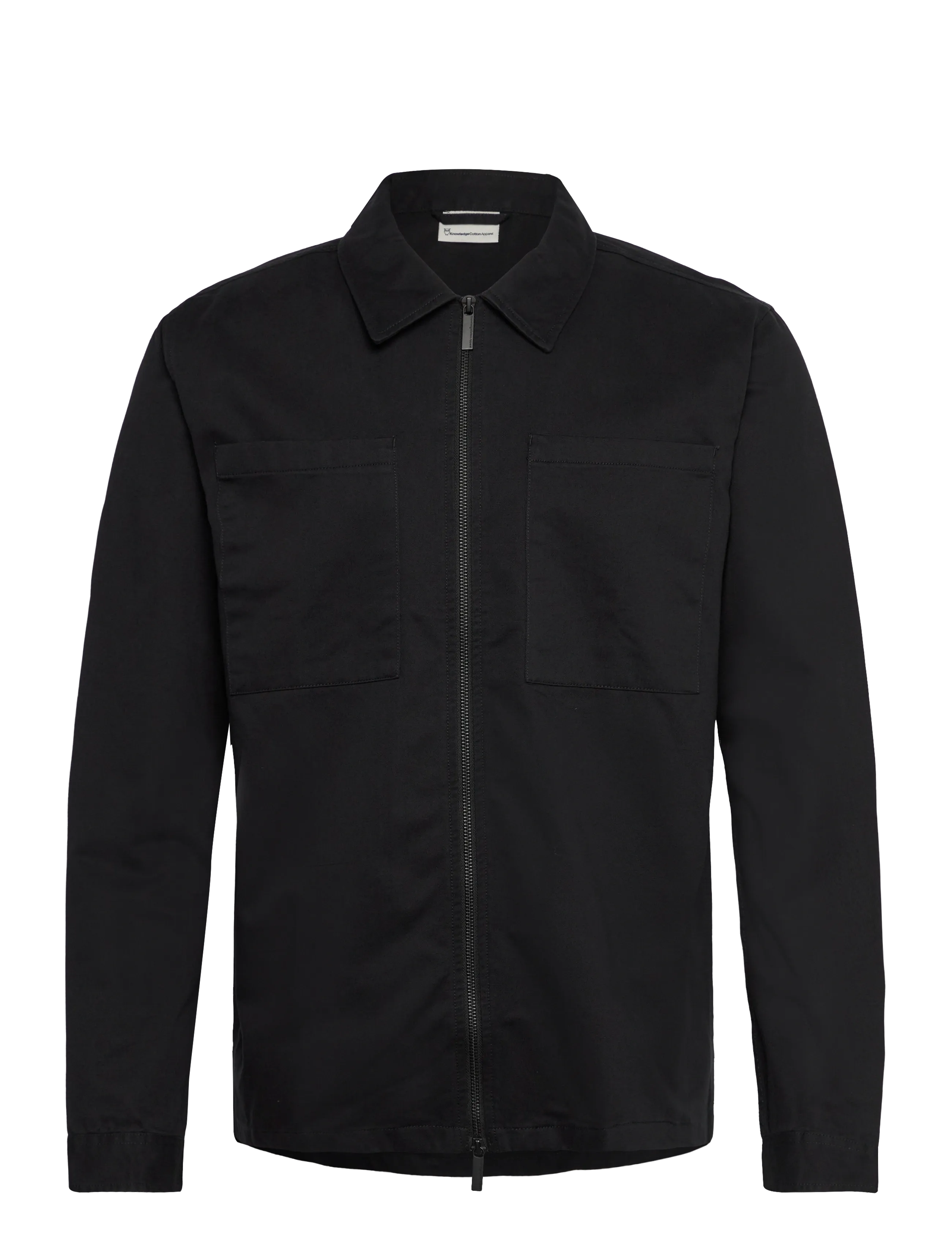 Knowledge Cotton Apparel Twill zip overshirt - Overshirts - BLACK JET / black