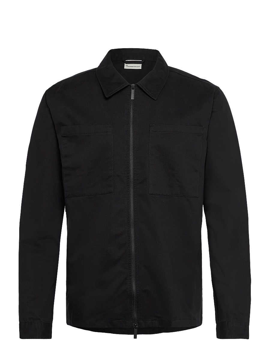 Knowledge Cotton Apparel - Twill zip overshirt - kupuj według okazji - black jet - 0