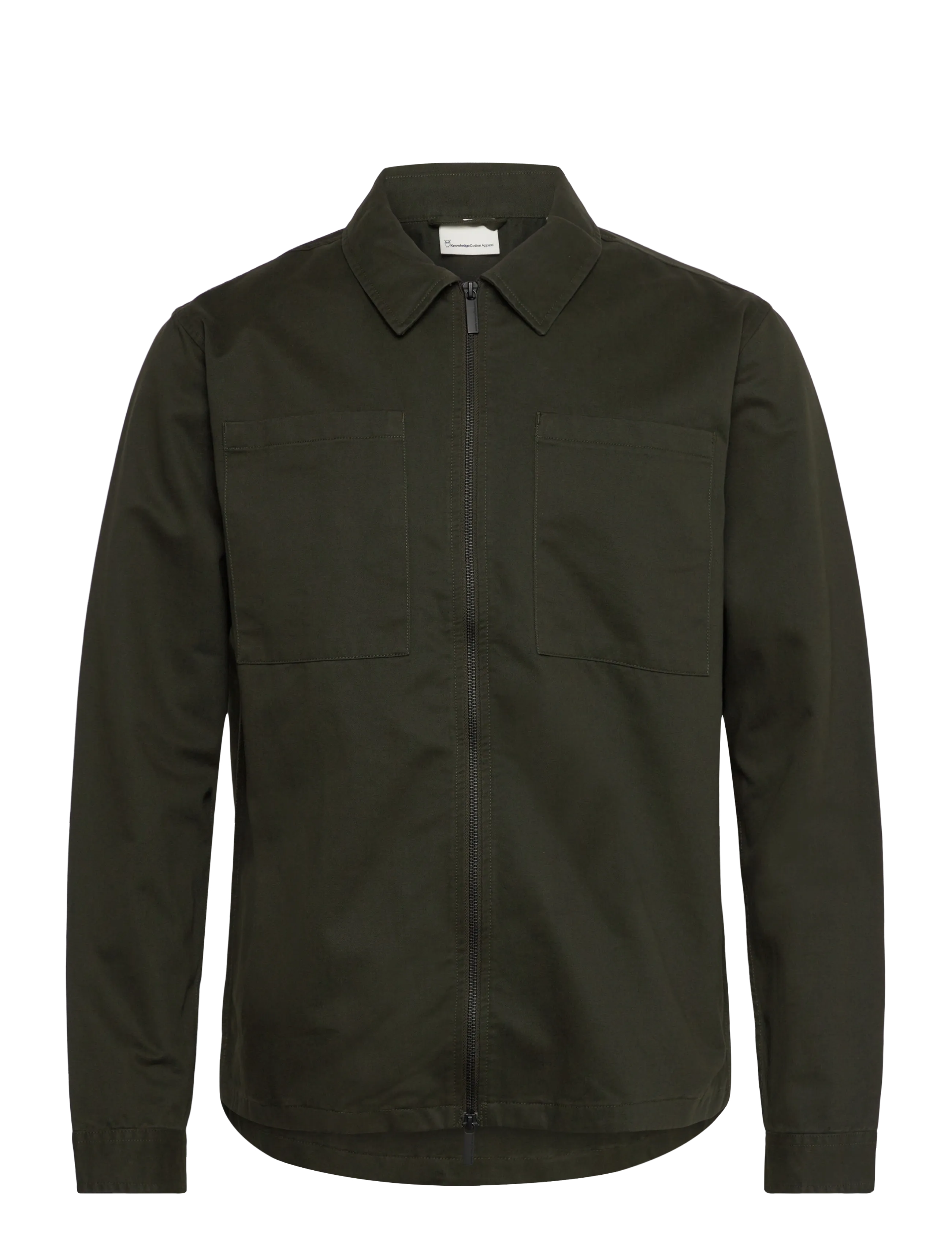 Knowledge Cotton Apparel Twill zip overshirt - Overskjorter - FOREST NIGHT / khaki/green