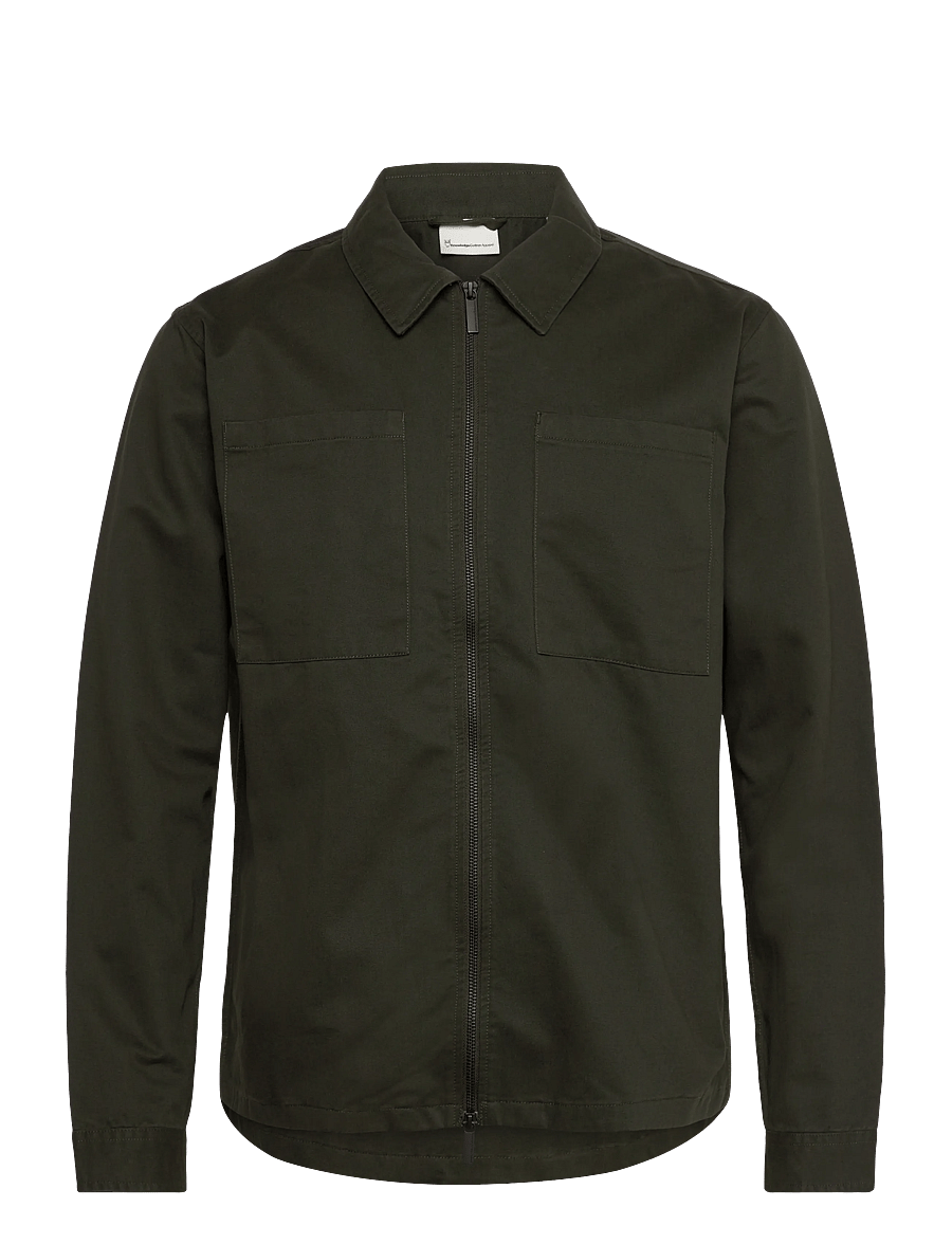 Knowledge Cotton Apparel - Twill zip overshirt - Überhemden - forest night - 0