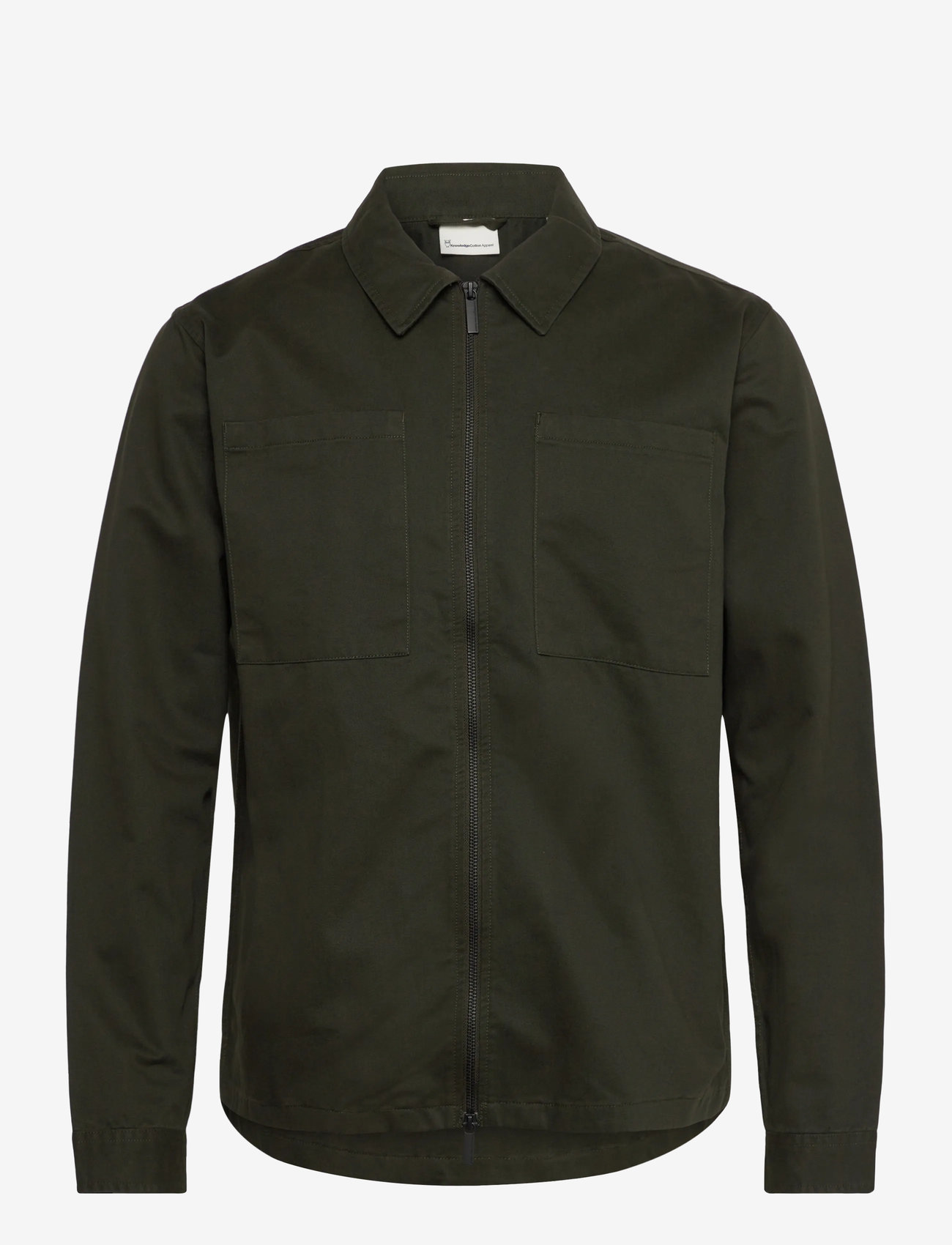 Knowledge Cotton Apparel - Twill zip overshirt - marškininiai švarkai - forrest night - 0
