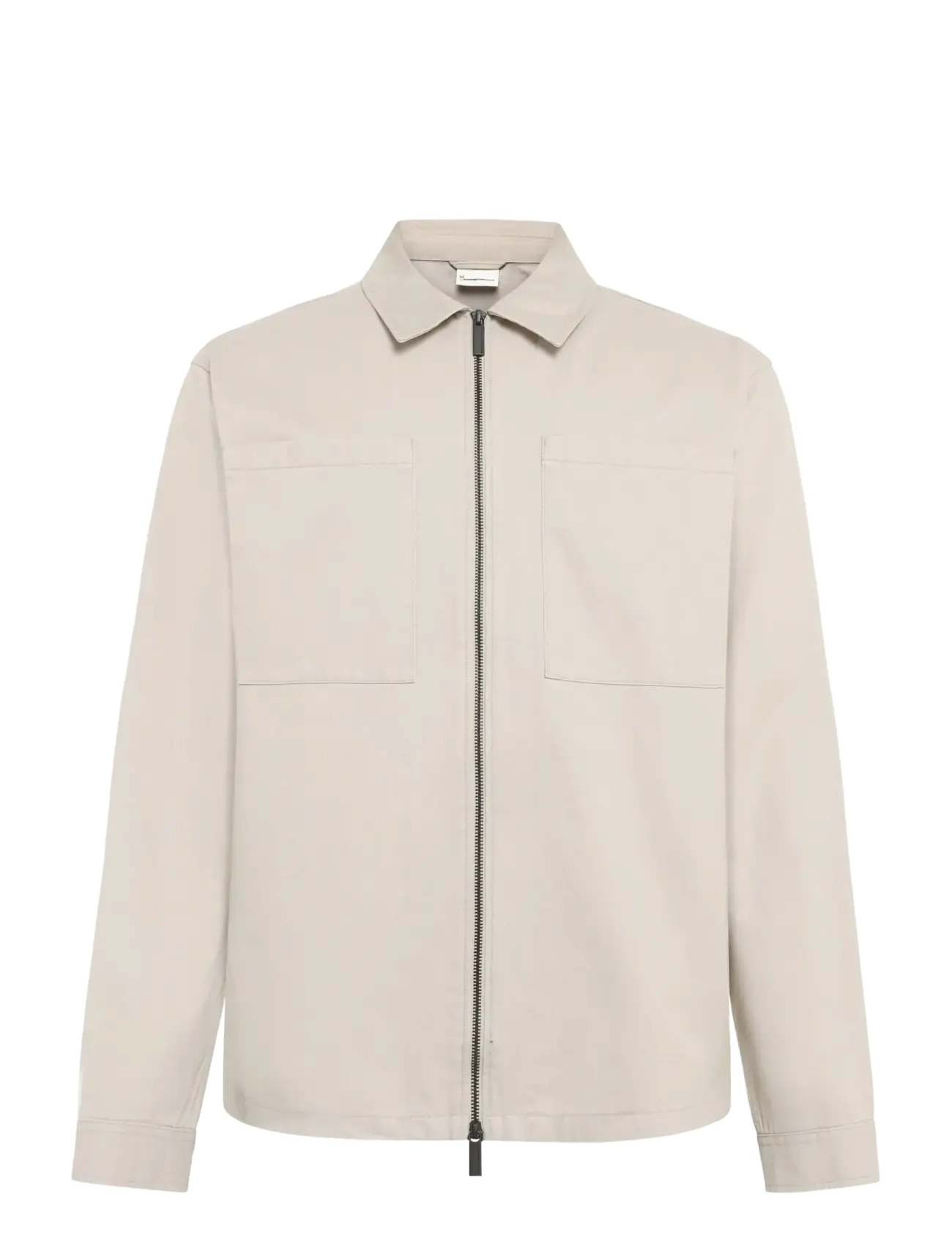 Knowledge Cotton Apparel Twill zip overshirt - Overshirts - LIGHT FEATHER GRAY / cream