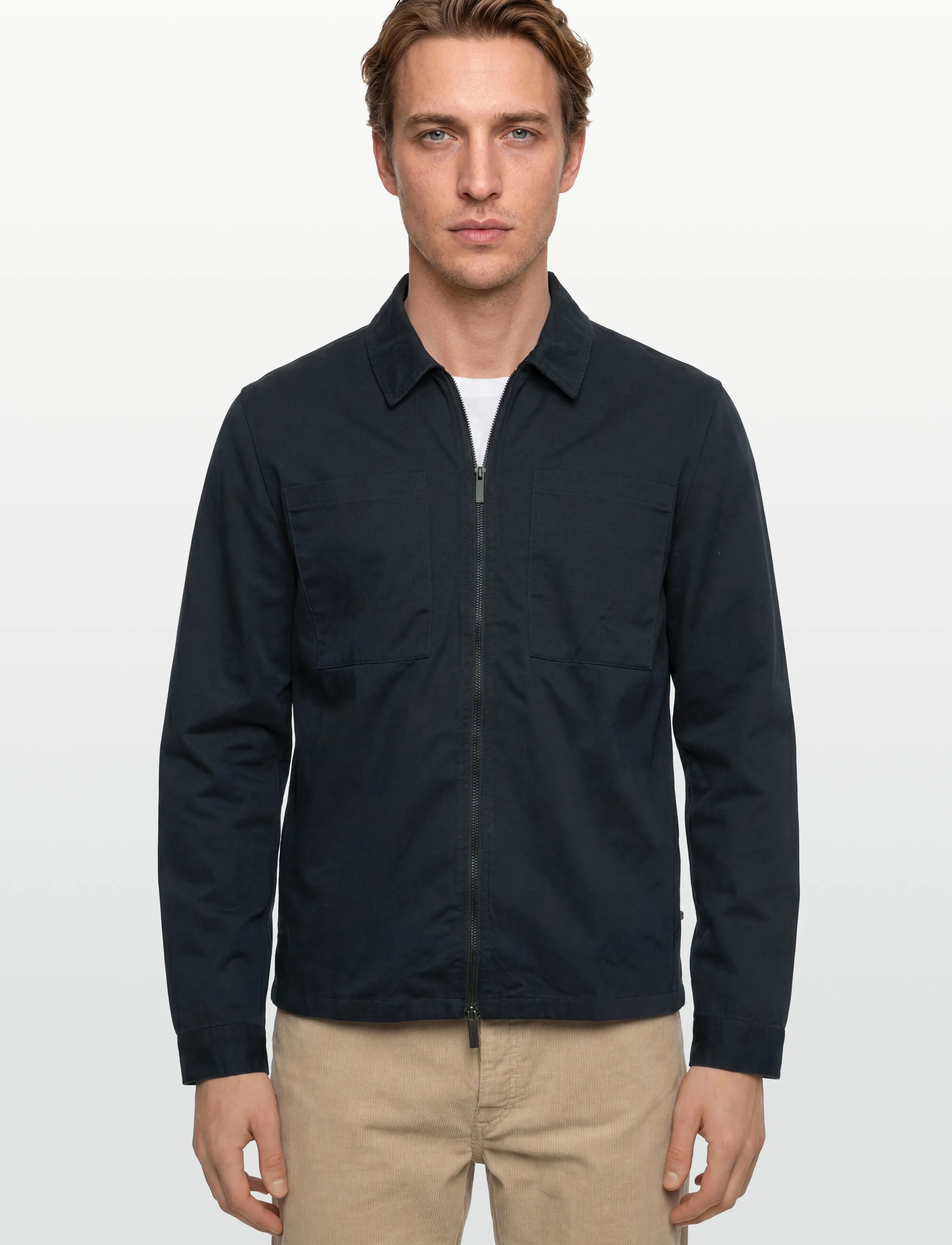 Knowledge Cotton Apparel - Twill zip overshirt - shoppa efter tillfälle - total eclipse - 3