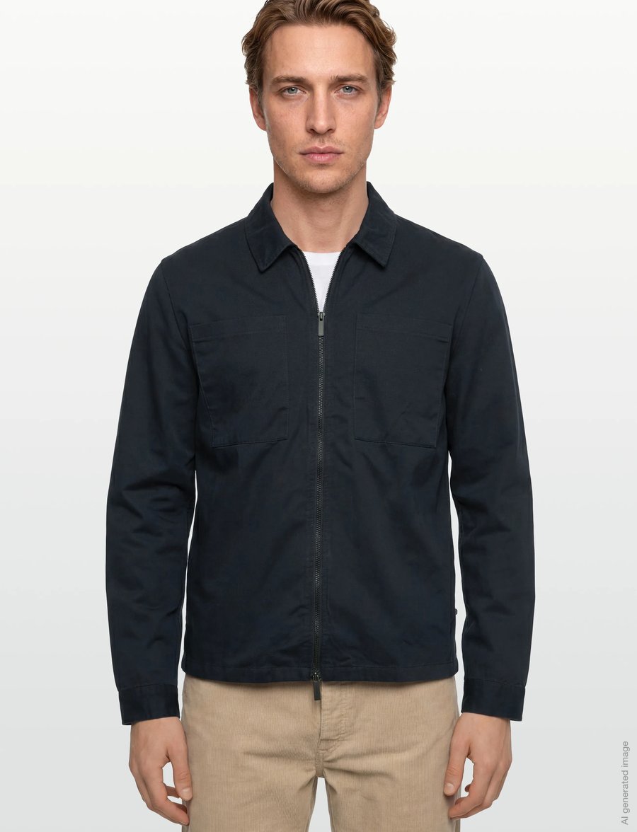 Knowledge Cotton Apparel - Twill zip overshirt - shoppa efter tillfälle - total eclipse - 3