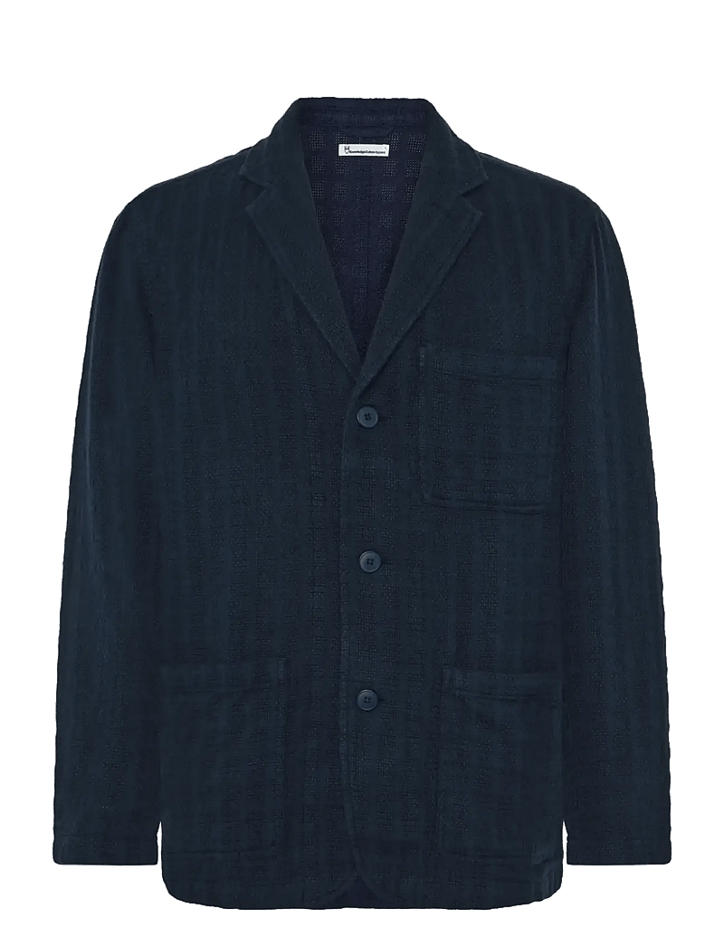 Knowledge Cotton Apparel - Structure blazer - enkeltradede blazere - night sky - 0