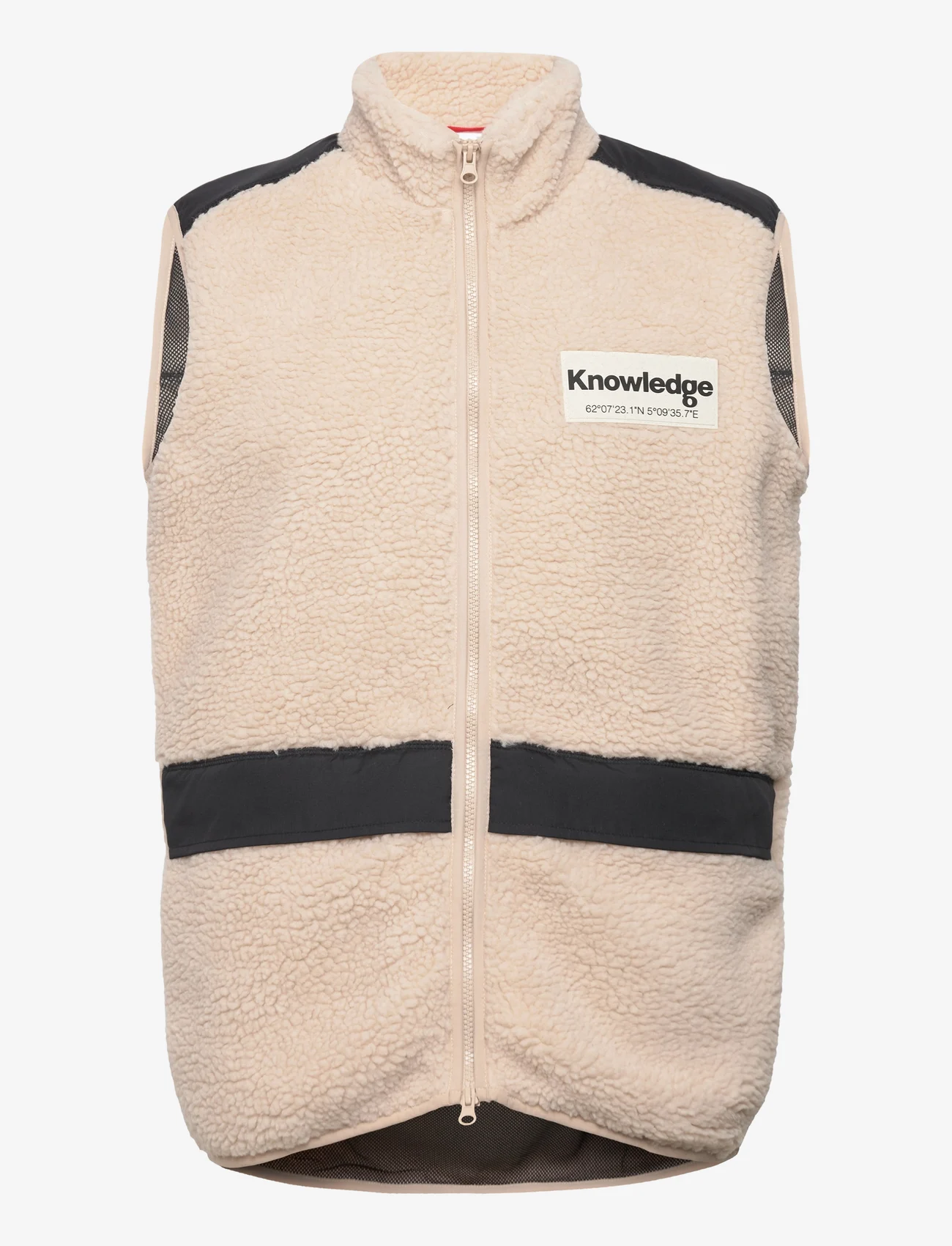 Knowledge Cotton Apparel - Teddy fleece hood vest with rib sto - mid layer jackets - item color - 0