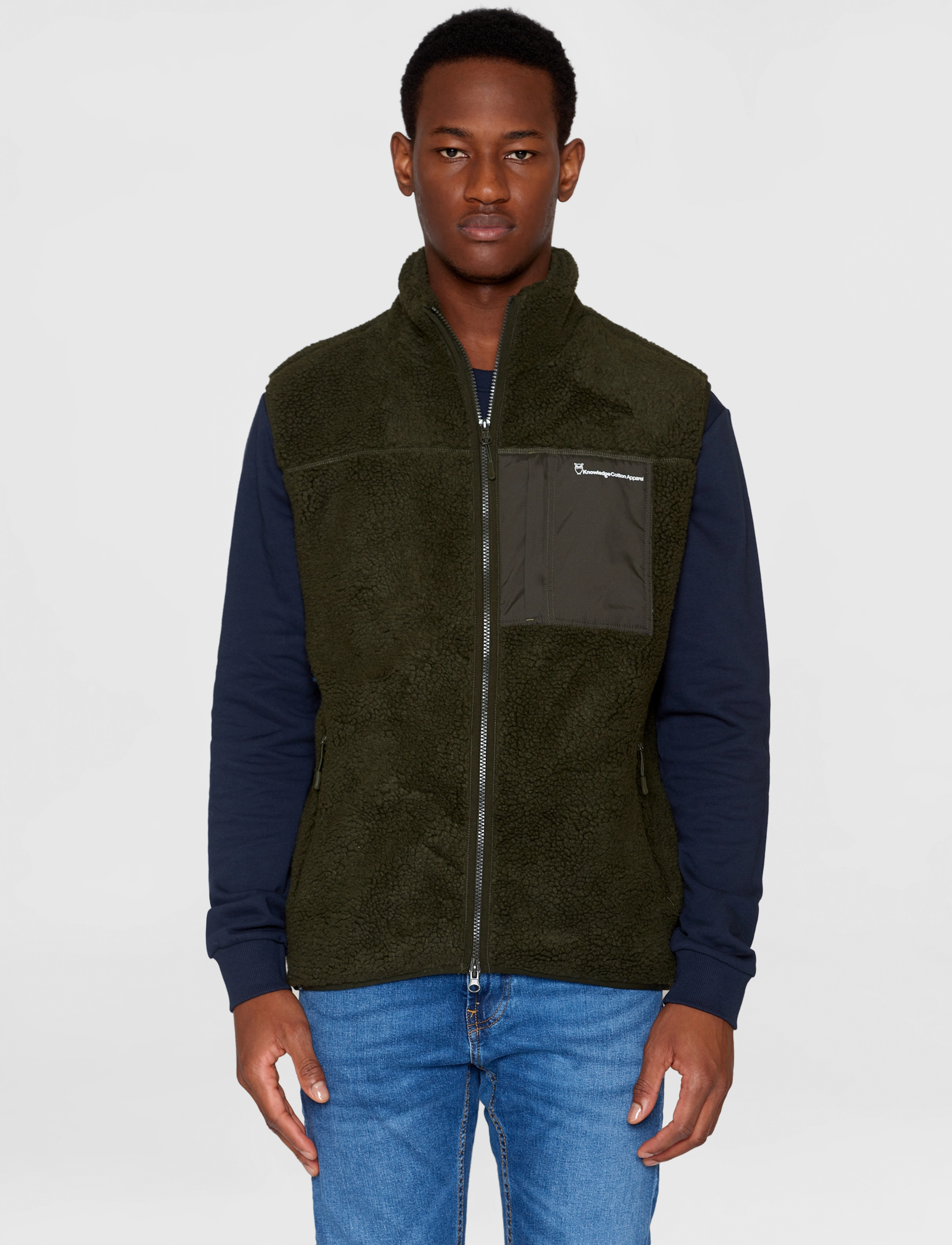 Knowledge Cotton Apparel - Teddy fleece vest - GRS/Vegan - forrest night - 2