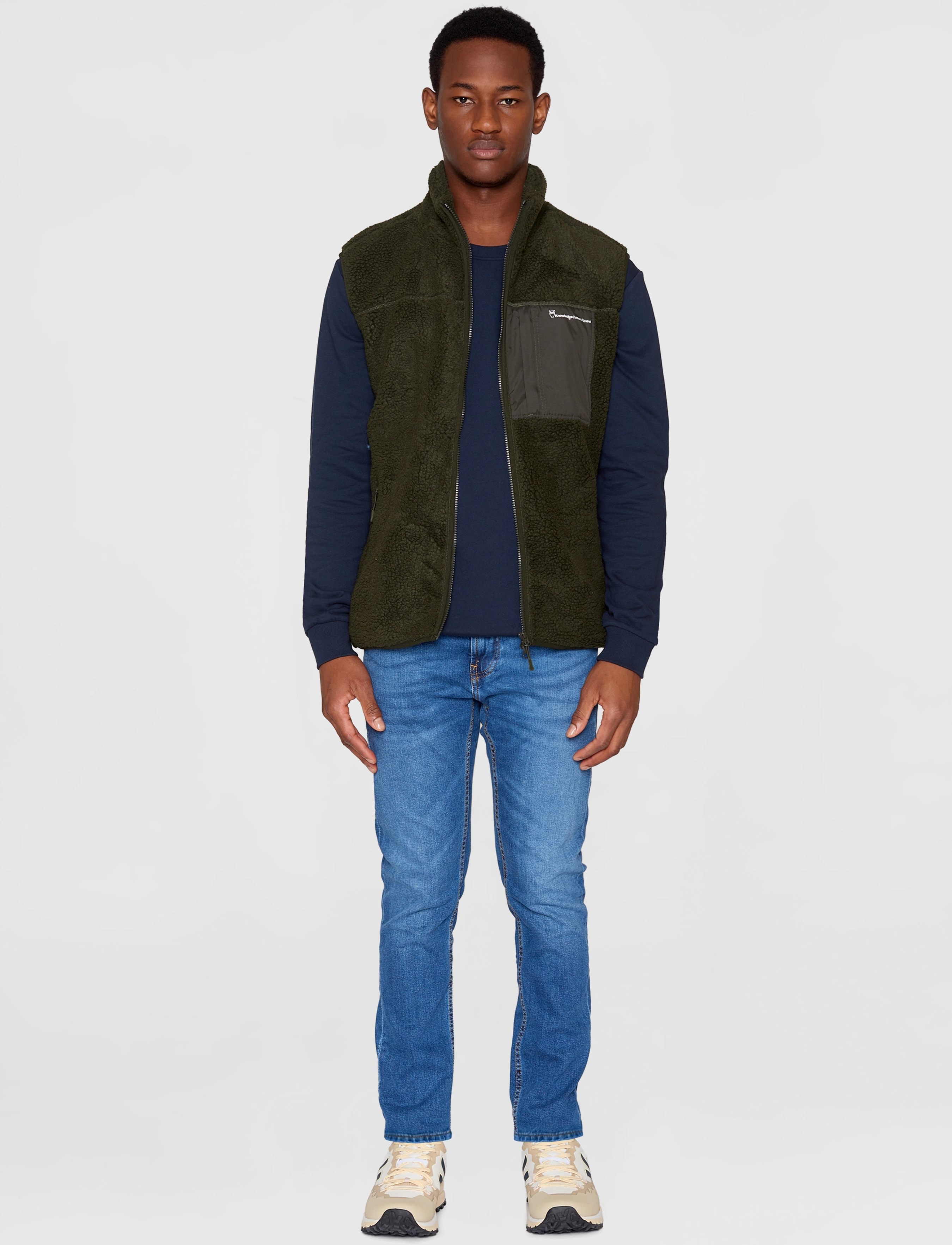 Knowledge Cotton Apparel - Teddy fleece vest - GRS/Vegan - forrest night - 4