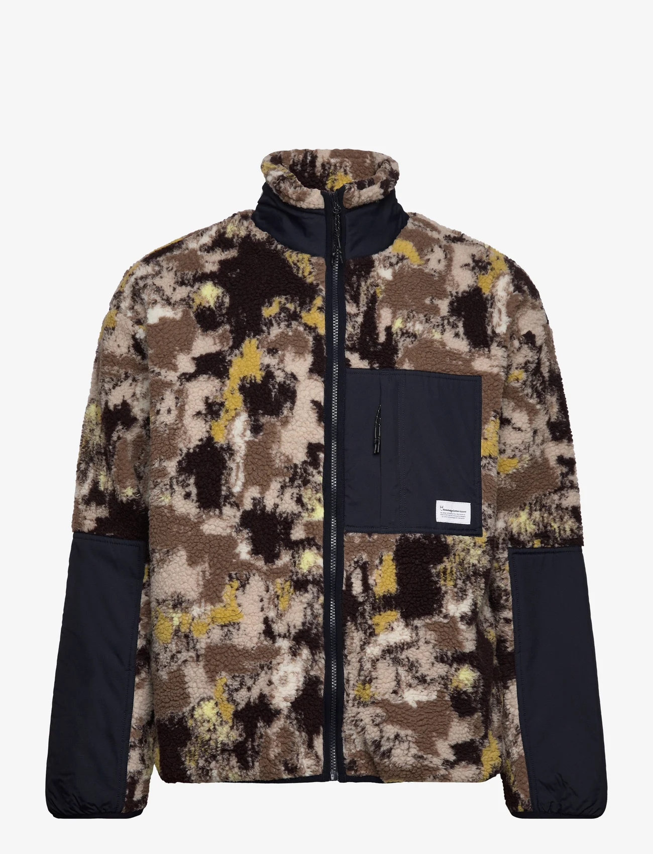 Knowledge Cotton Apparel - Oversized jaquard sherpa jacket - G - truien en hoodies - brown - 0