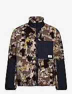 Oversized jaquard sherpa jacket - G - BROWN AOP