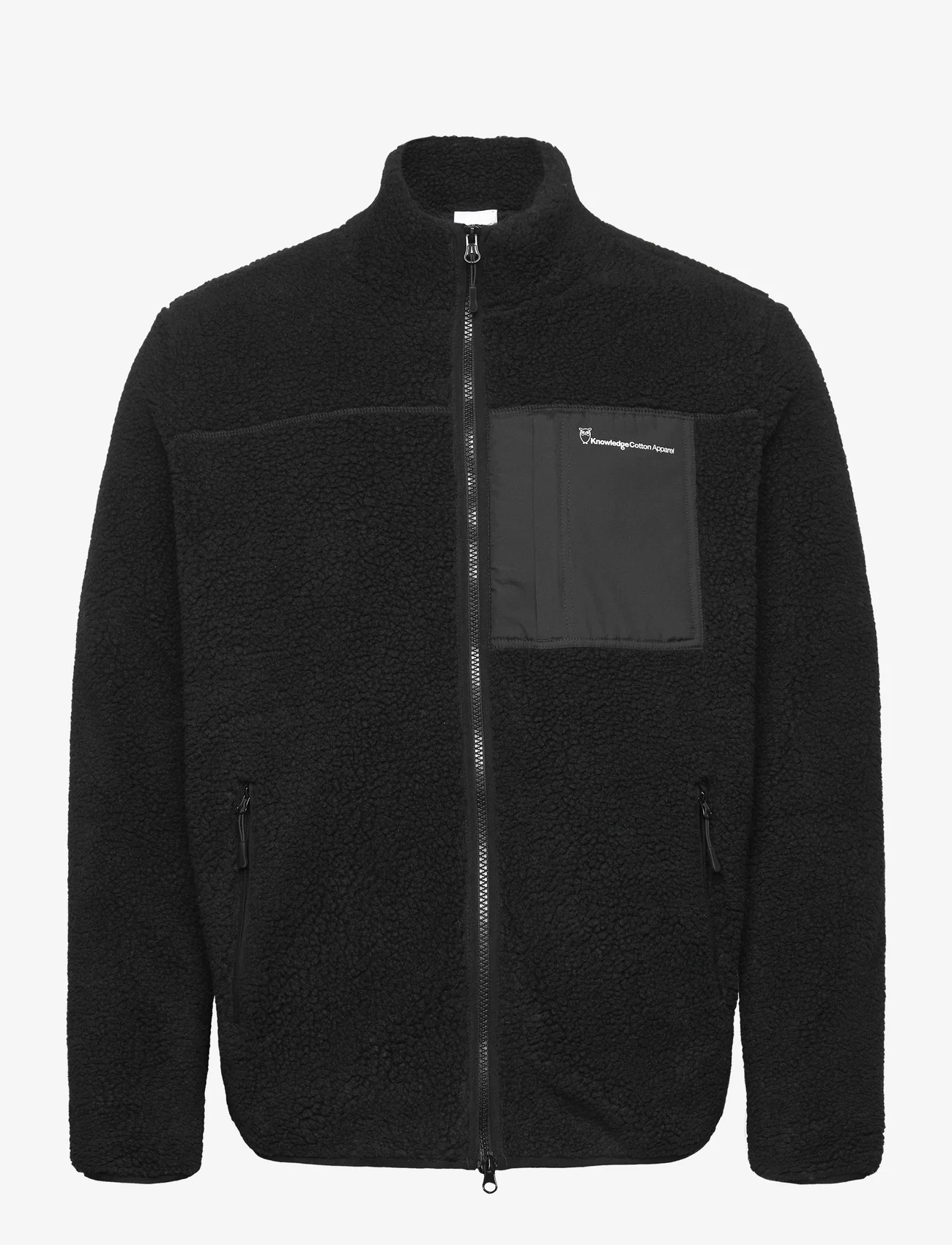 Knowledge Cotton Apparel - Teddy fleece zip sweat - GRS/Vegan - sweatshirts - black jet - 0