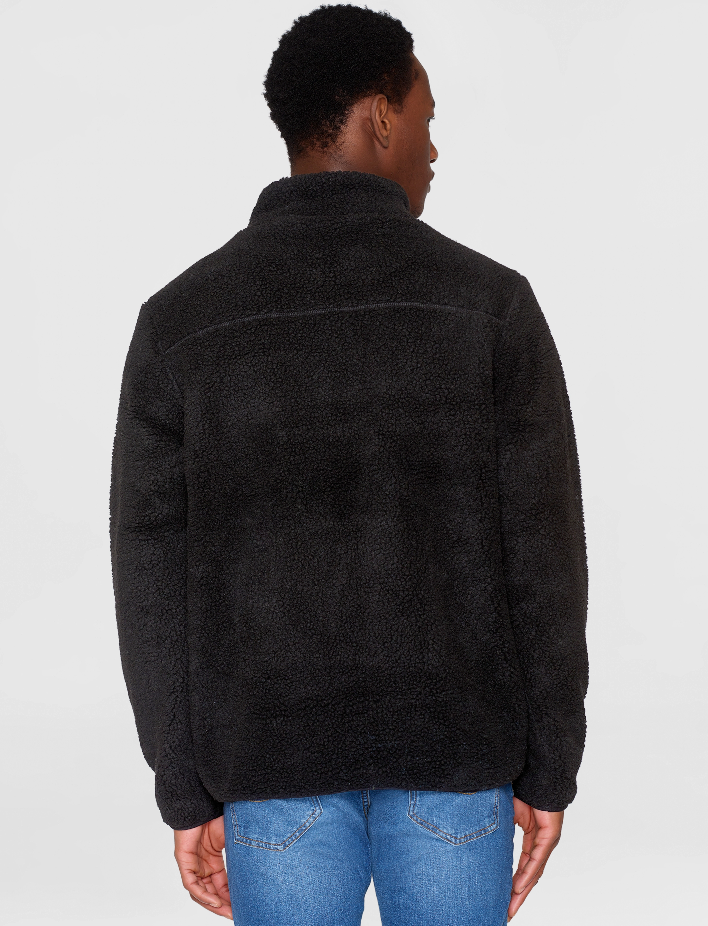 Knowledge Cotton Apparel - Teddy fleece zip sweat - GRS/Vegan - black jet - 3