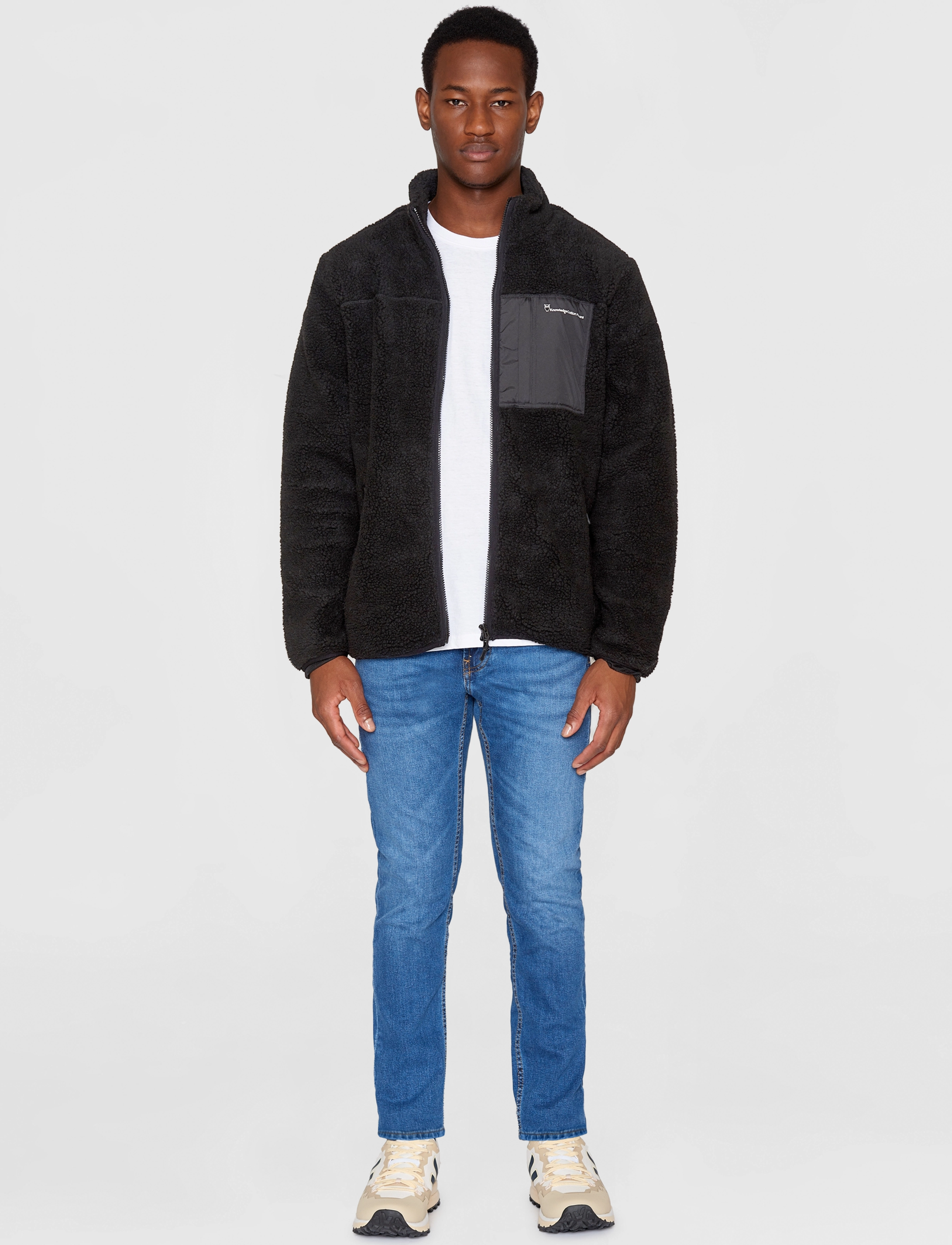 Knowledge Cotton Apparel - Teddy fleece zip sweat - GRS/Vegan - black jet - 4