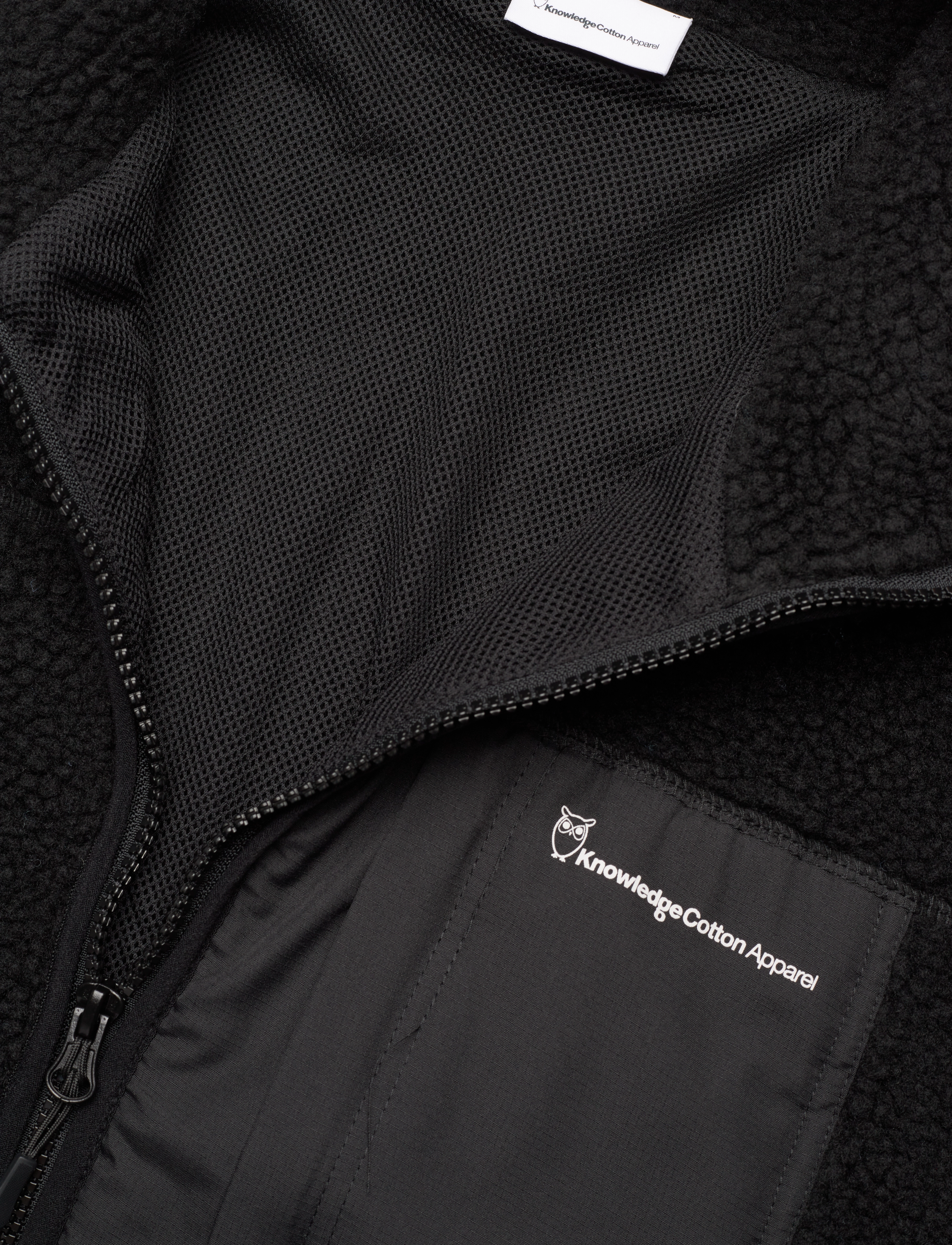 Knowledge Cotton Apparel - Teddy fleece zip sweat - GRS/Vegan - black jet - 5