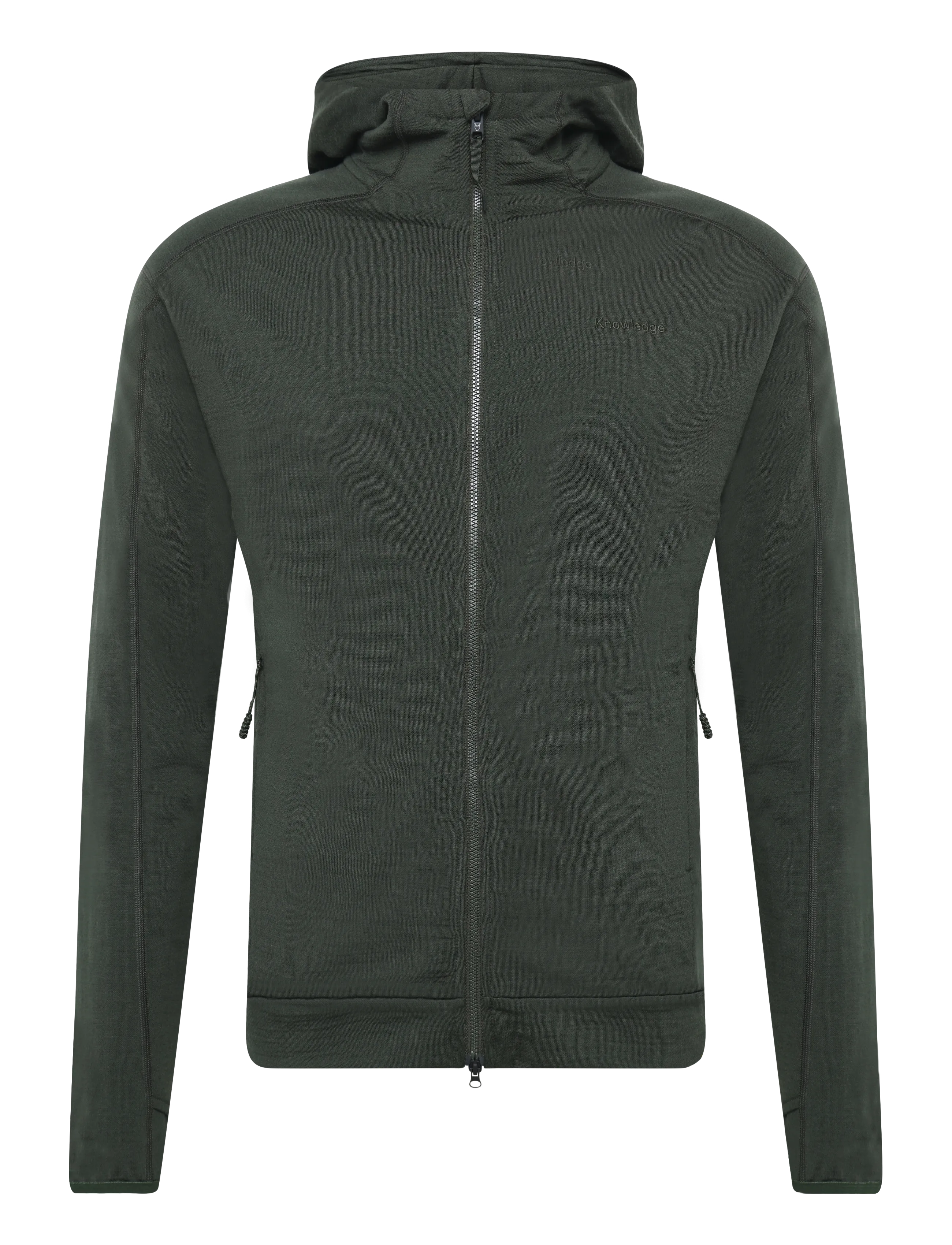 Knowledge Cotton Apparel Dynamic wool fleece hoodie - Villased jakid - FOREST NIGHT / khaki/green
