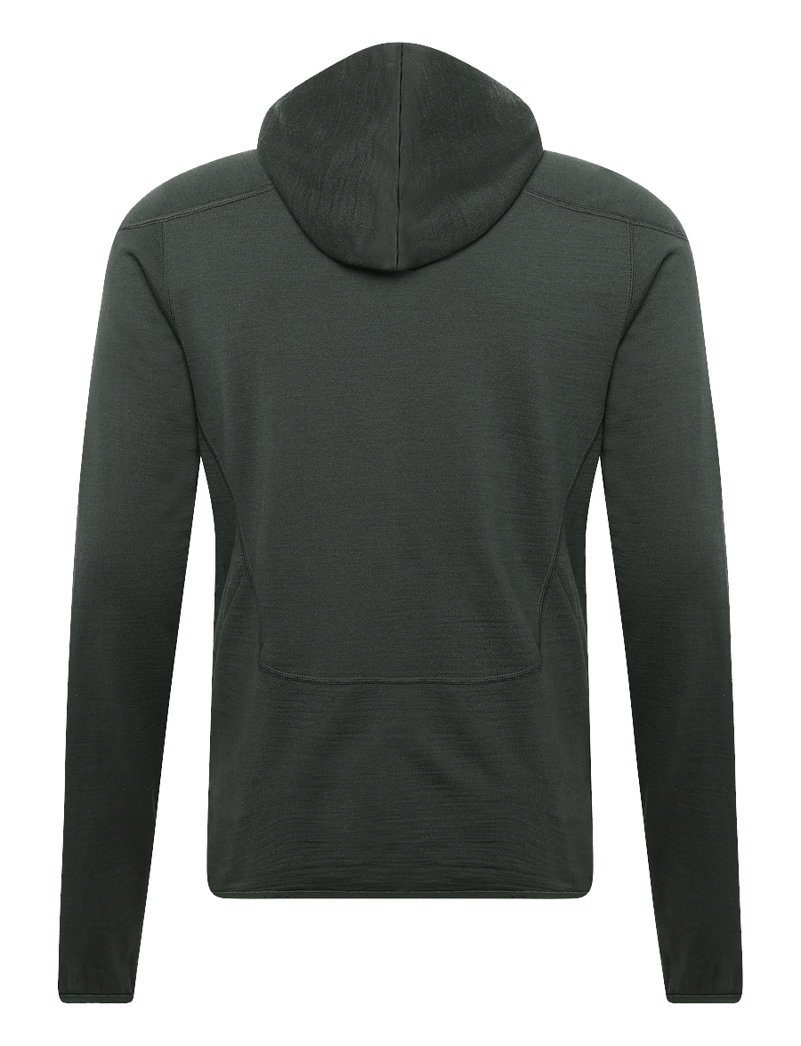 Knowledge Cotton Apparel - Dynamic wool fleece hoodie - teddy-pusad - forest night - 1