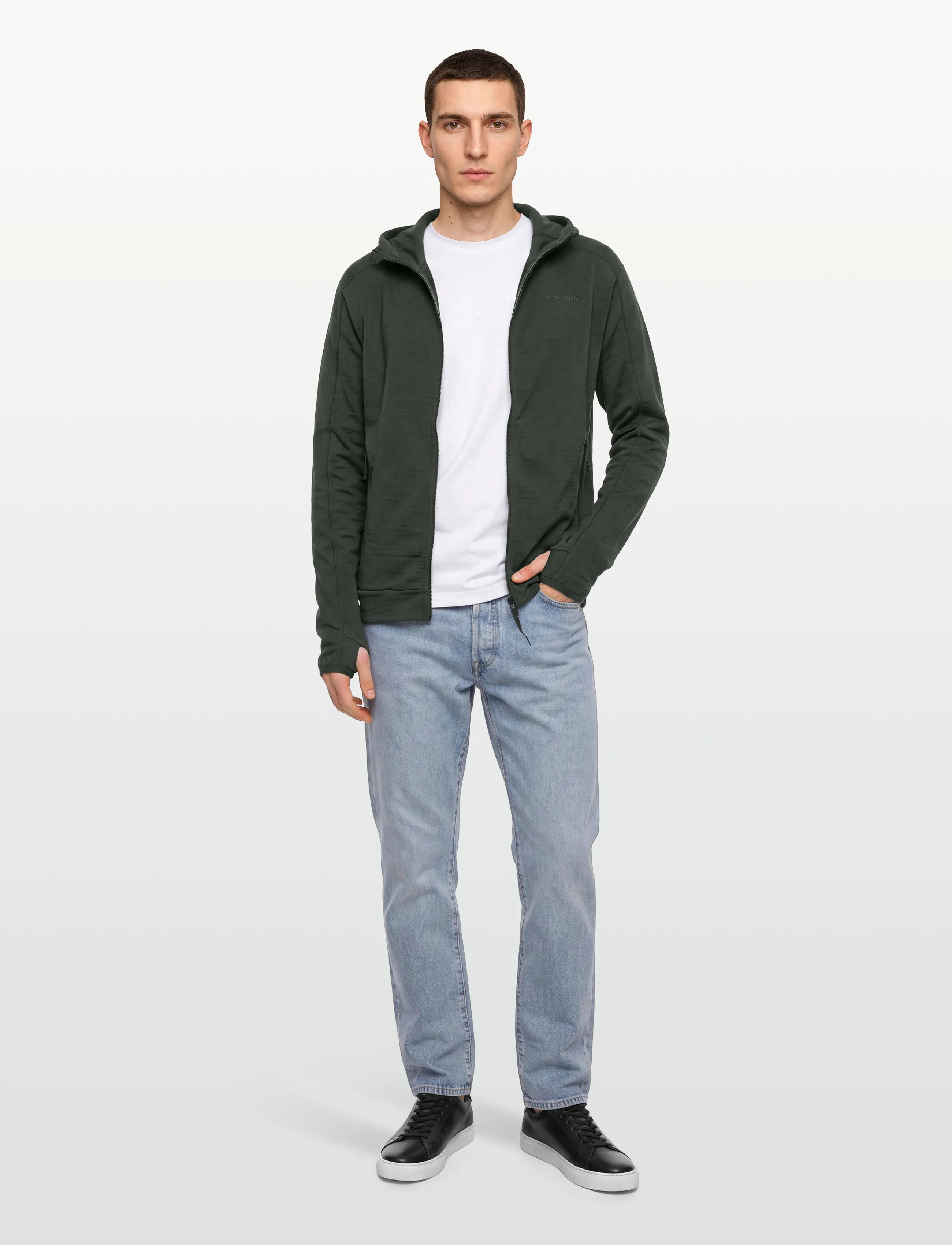 Knowledge Cotton Apparel Dynamic Wool Fleece Hoodie, M, Khaki green, Jakker > Uldjakker, Herre
