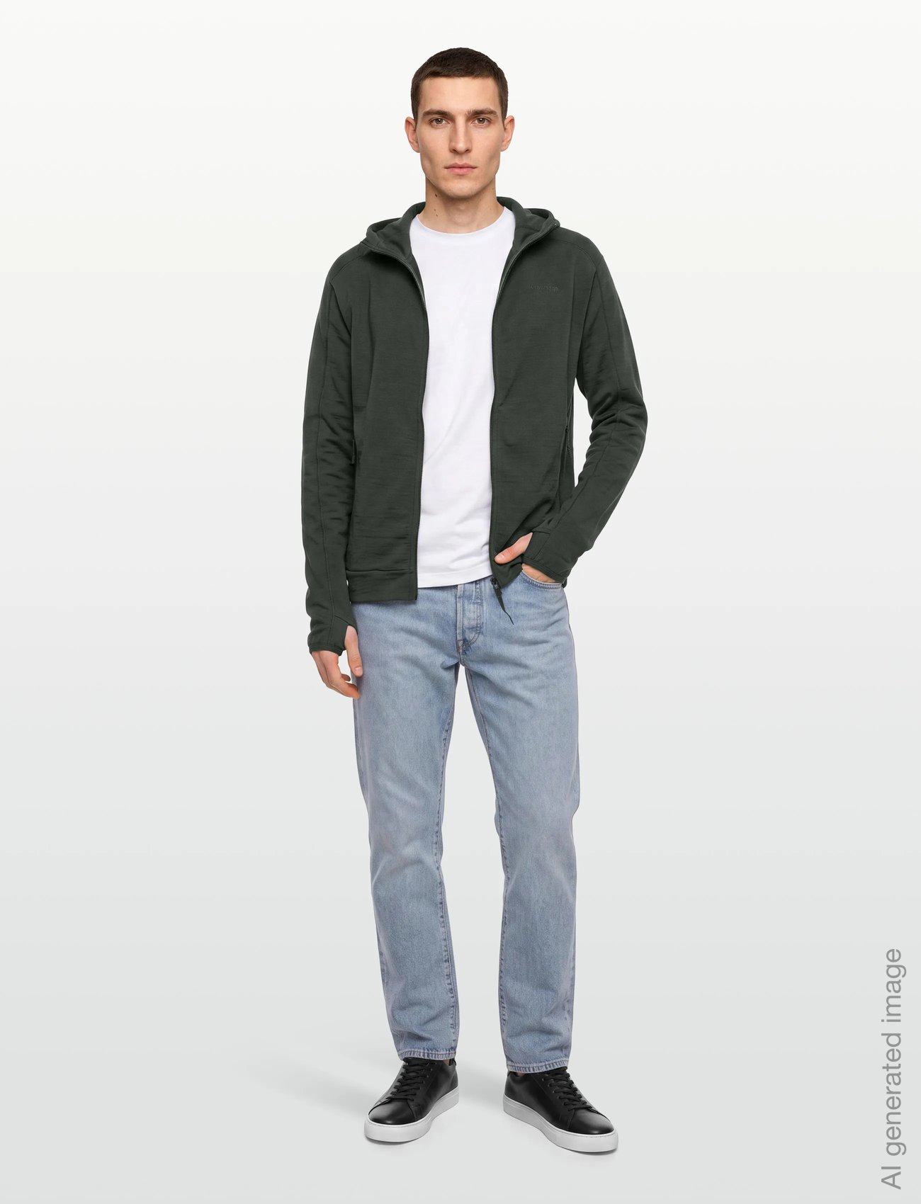 Dynamic wool fleece hoodie - FOREST NIGHT