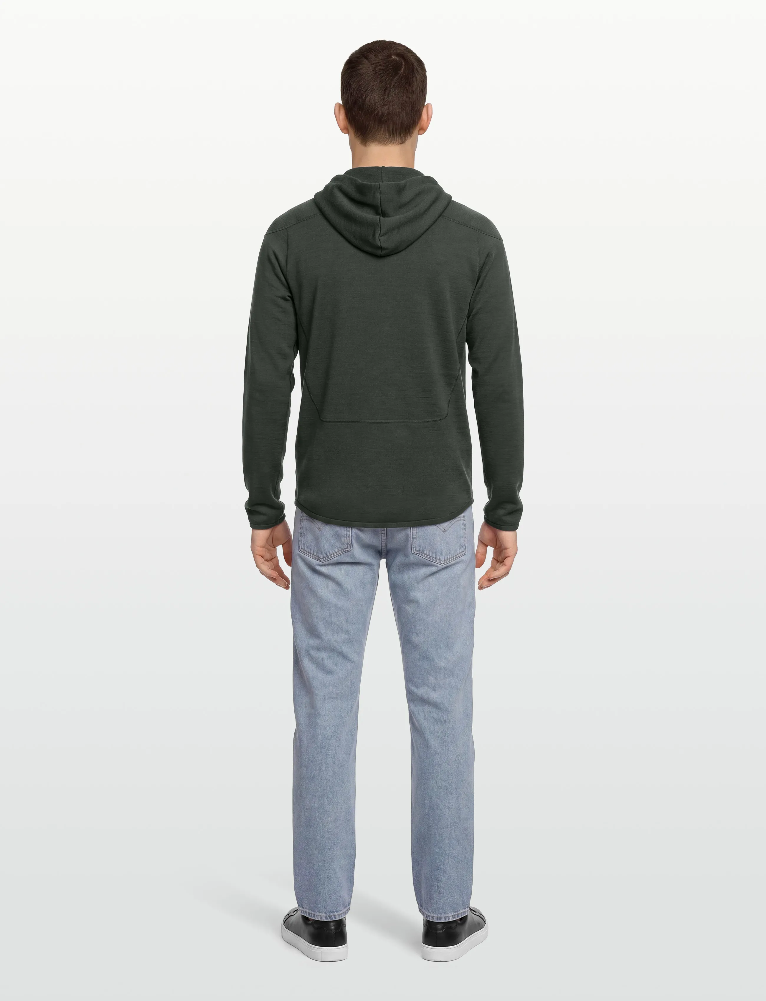 Knowledge Cotton Apparel - Dynamic wool fleece hoodie - teddy sweaters - forest night - 4