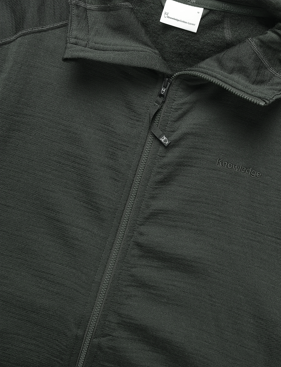 Knowledge Cotton Apparel - Dynamic wool fleece hoodie - teddy-pusad - forest night - 2