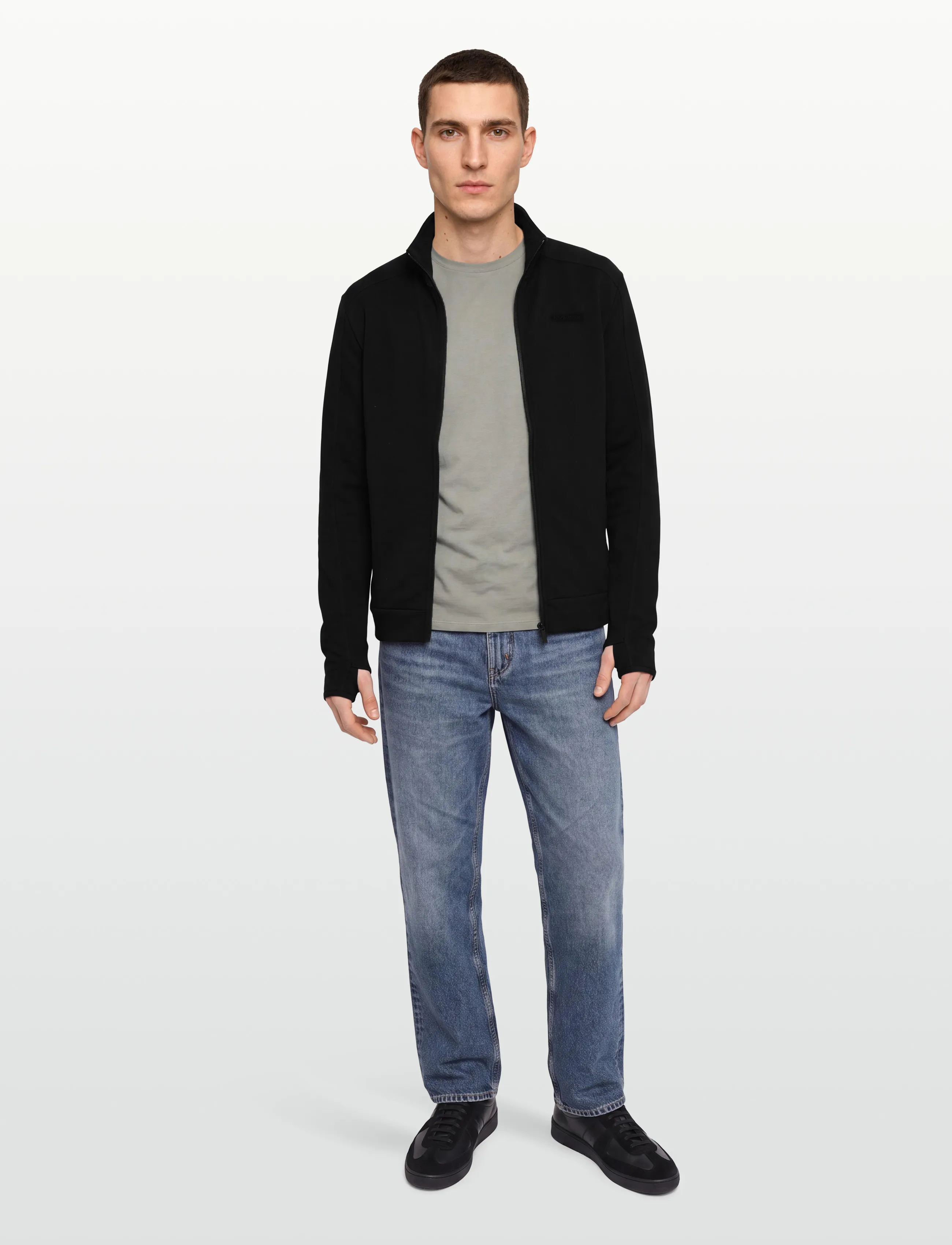Knowledge Cotton Apparel Dynamic wool fleece full zip - Vårjackor - BLACK JET / black