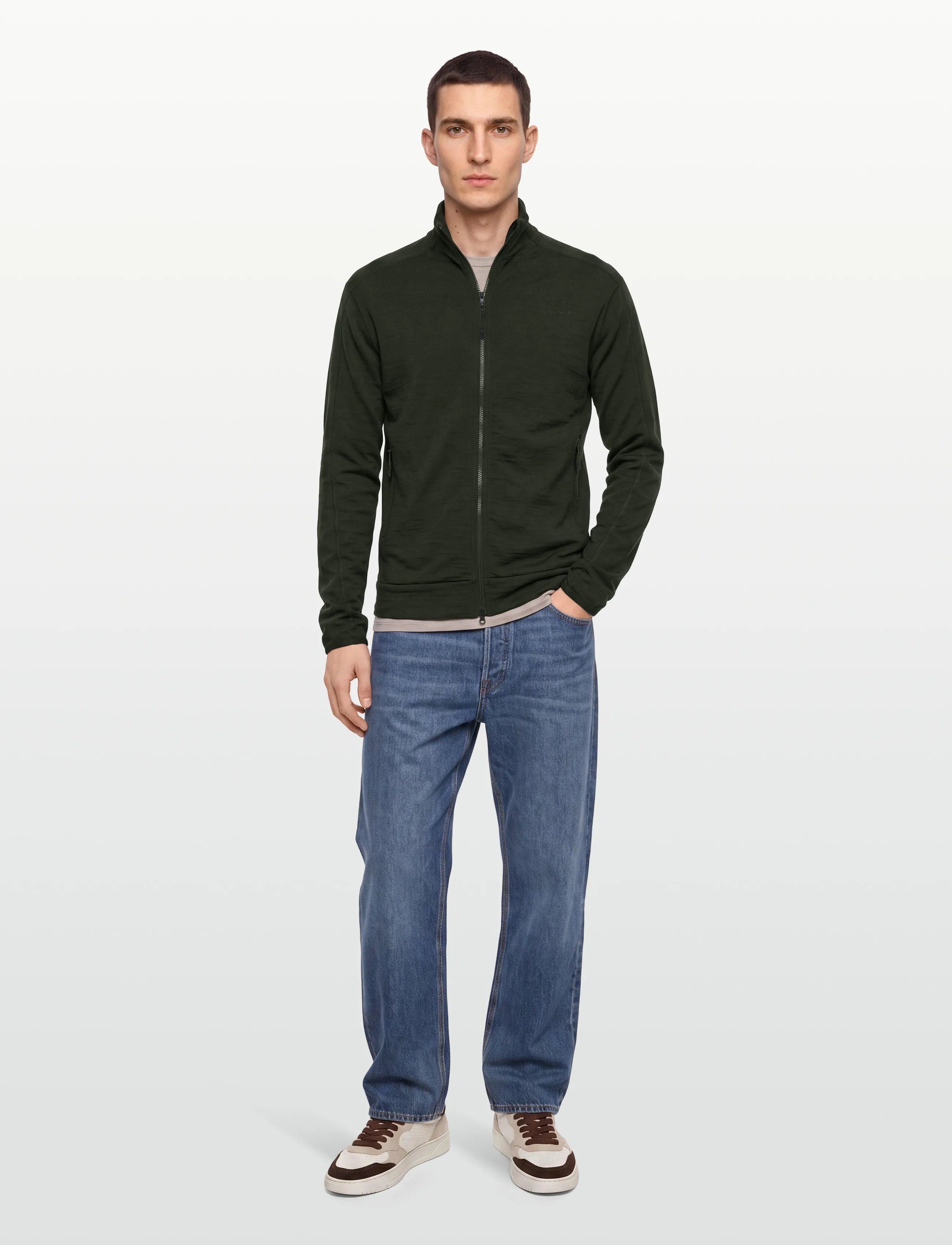 Knowledge Cotton Apparel Dynamic Wool Fleece Full Zip, XXL, Black, Jakker > Uldjakker, Herre