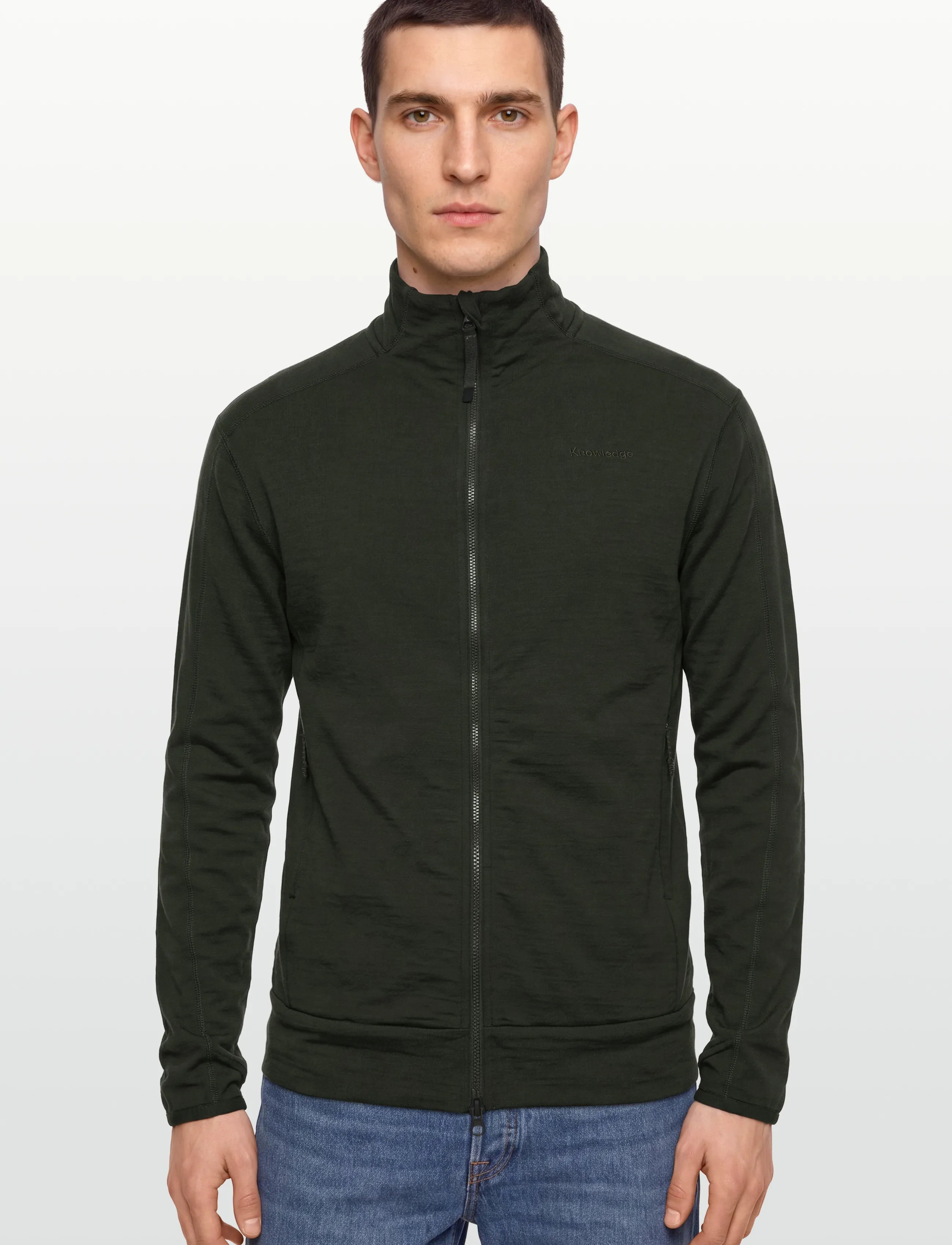 Knowledge Cotton Apparel - Dynamic wool fleece full zip - frühlingsjacken - forest night - 3