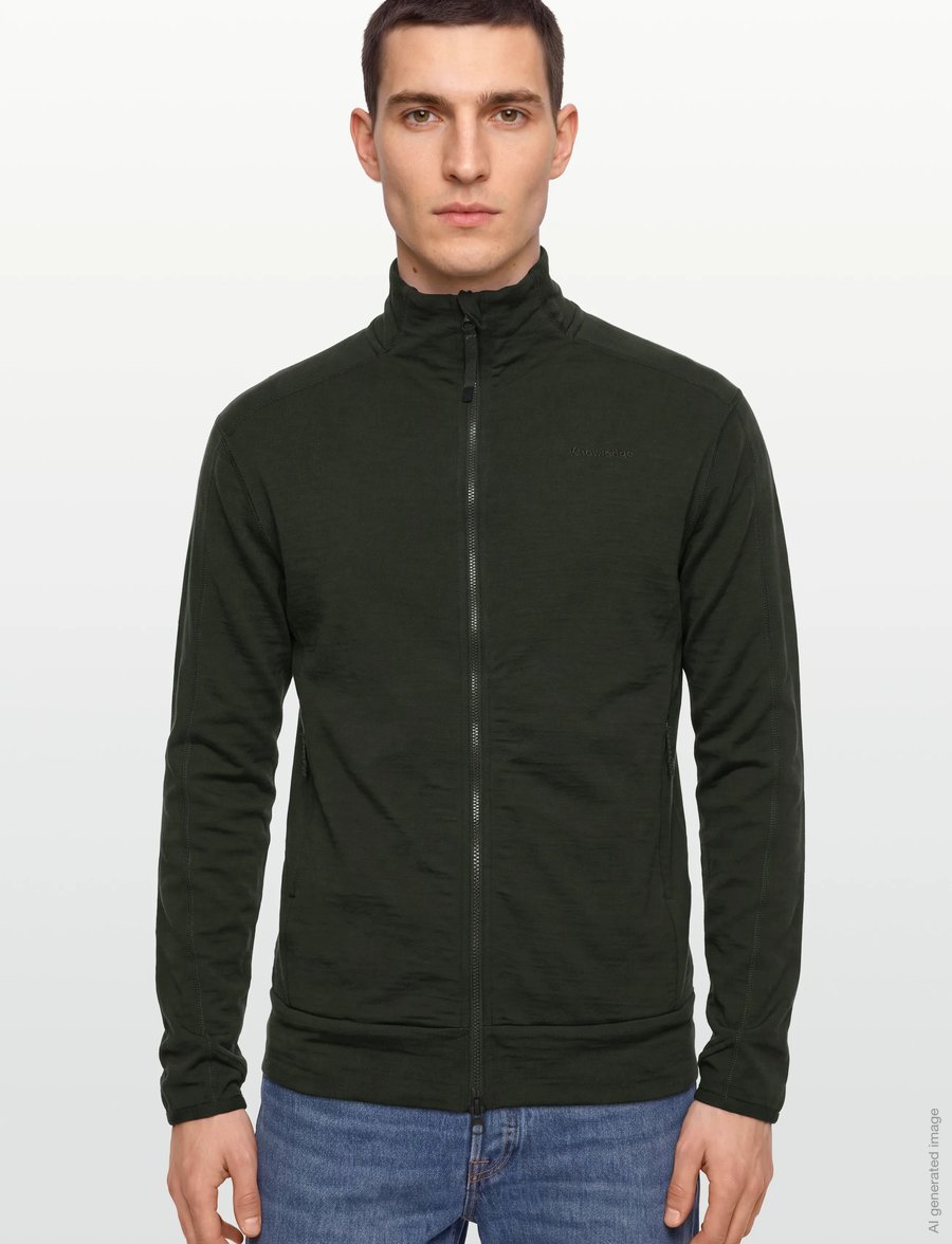 Knowledge Cotton Apparel - Dynamic wool fleece full zip - frühlingsjacken - forest night - 3