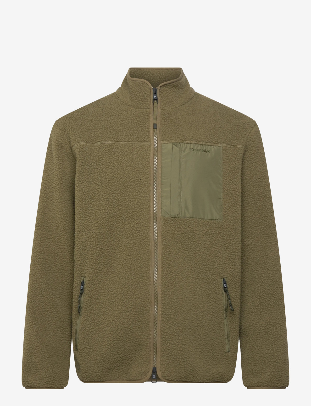 Knowledge Cotton Apparel - Loose Fit Zip Fleece - GRS/Vegan - fleecetrøjer - burned olive - 0