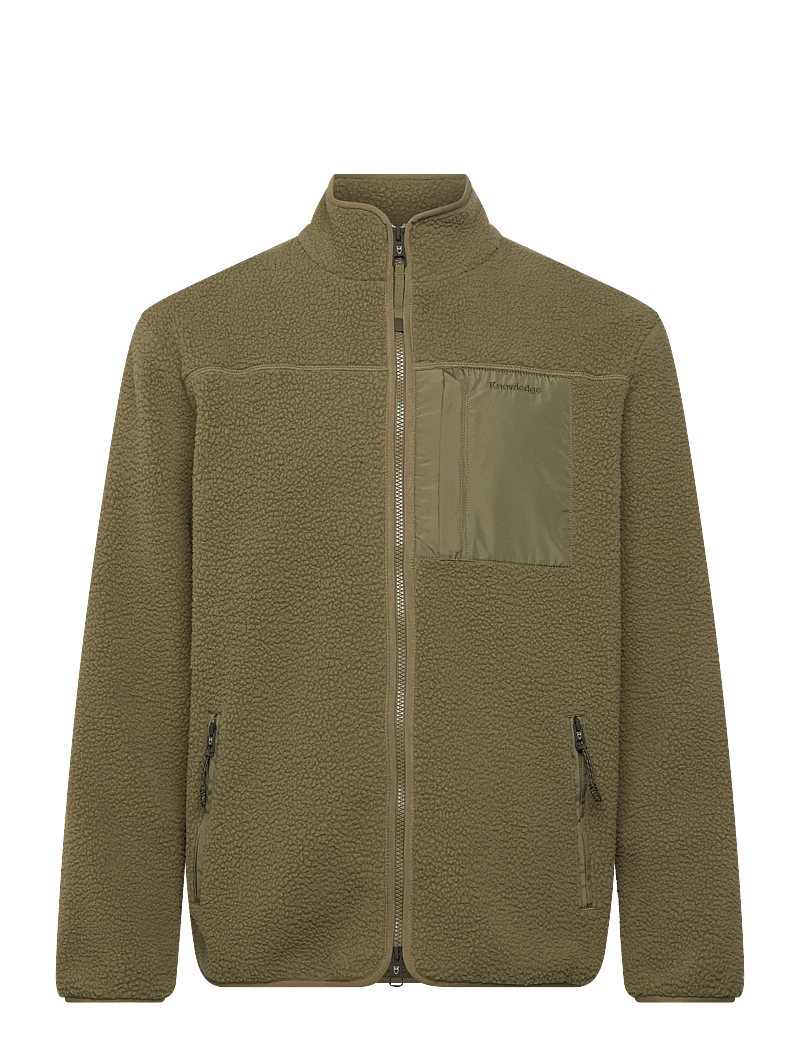 Knowledge Cotton Apparel - Loose Fit Zip Fleece - GRS/Vegan - fleece-pullover - burned olive - 0