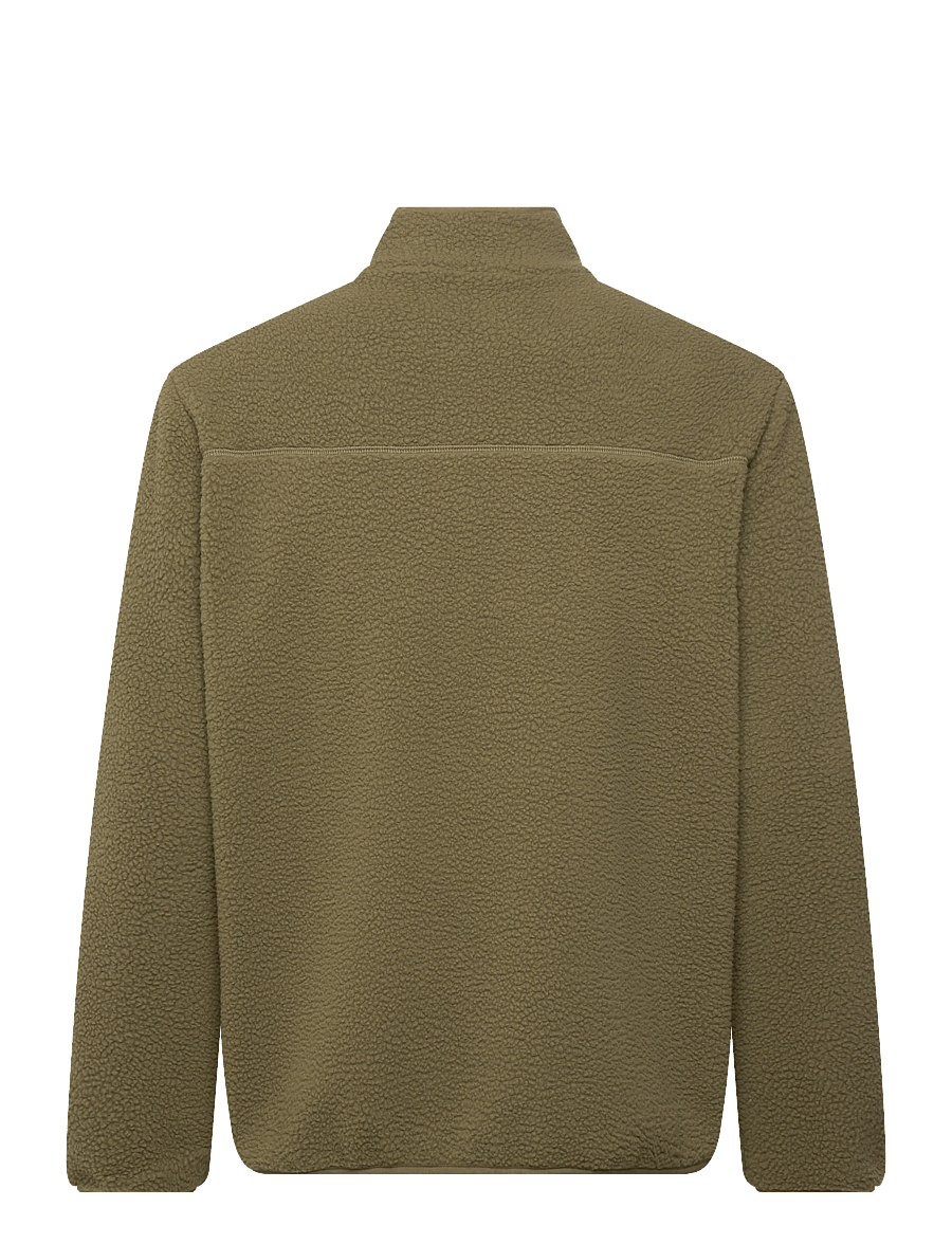 Knowledge Cotton Apparel - Loose Fit Zip Fleece - GRS/Vegan - plīša džemperi - burned olive - 1