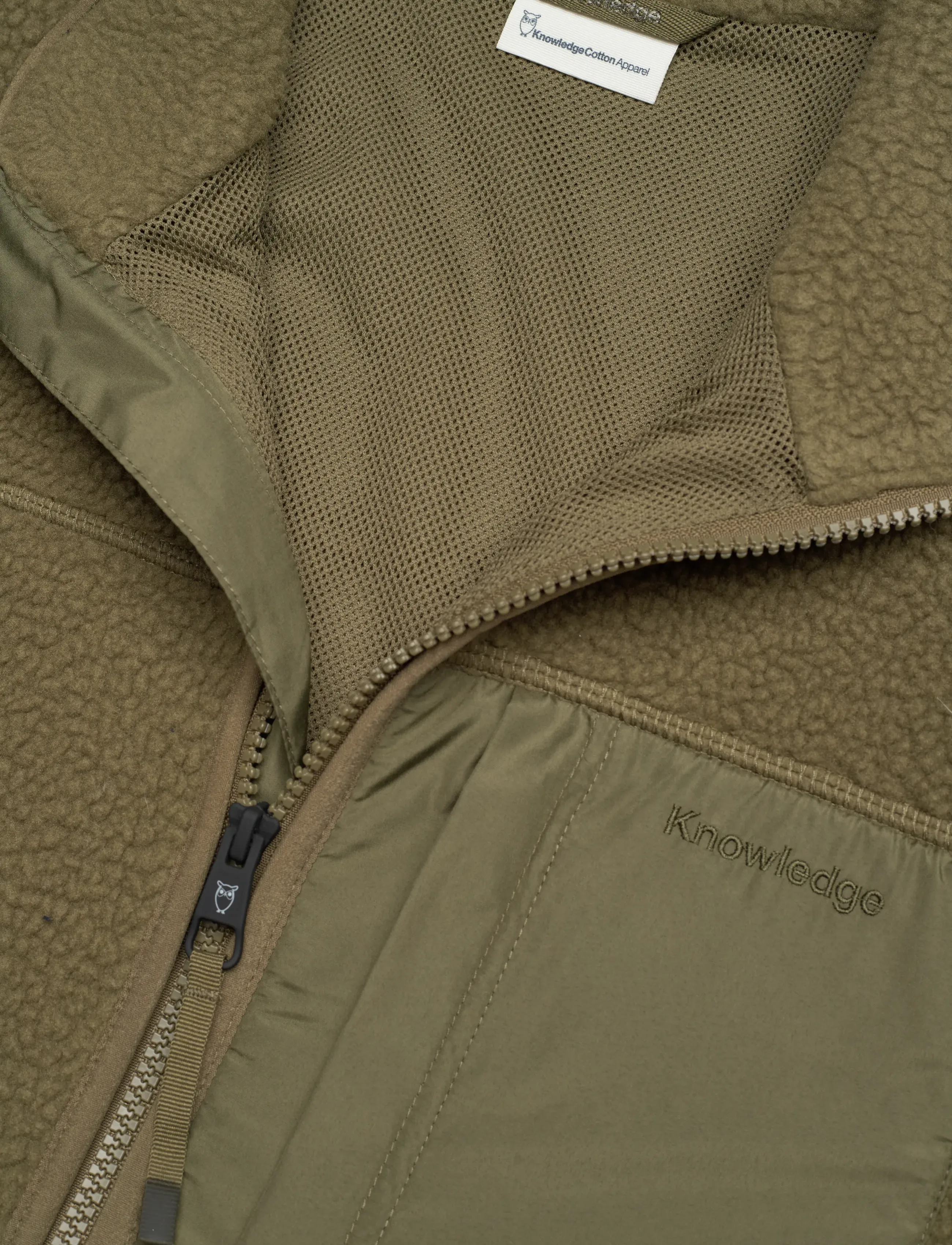 Knowledge Cotton Apparel - Loose Fit Zip Fleece - GRS/Vegan - plīša džemperi - burned olive - 2