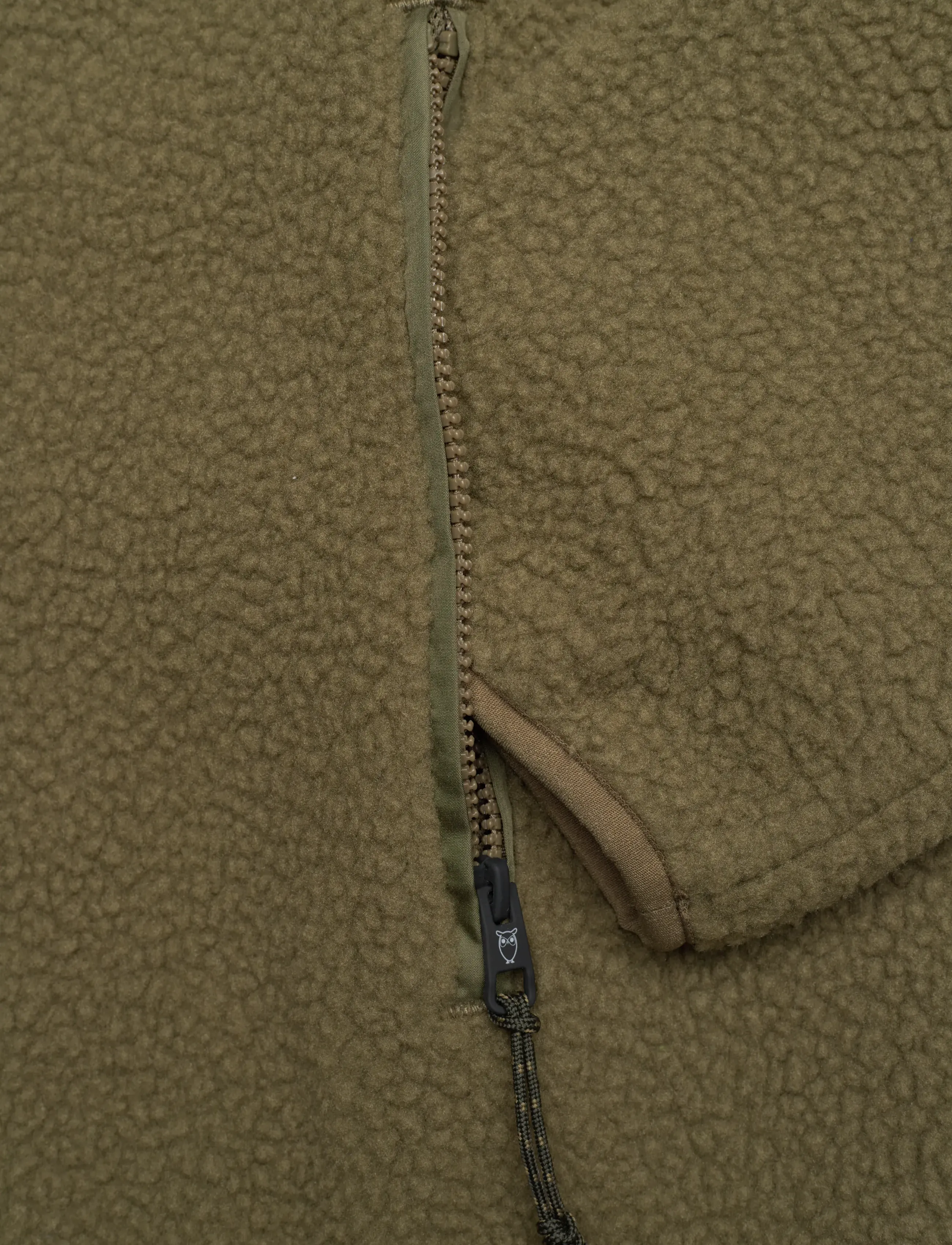 Knowledge Cotton Apparel - Loose Fit Zip Fleece - GRS/Vegan - plīša džemperi - burned olive - 3