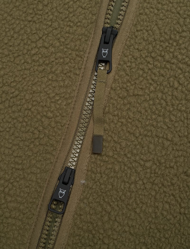 Knowledge Cotton Apparel - Loose Fit Zip Fleece - GRS/Vegan - fleece-pullover - burned olive - 4