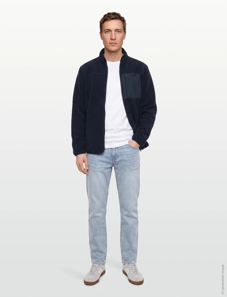 Knowledge Cotton Apparel - Loose Fit Zip Fleece - GRS/Vegan - vårjackor - night sky - 0