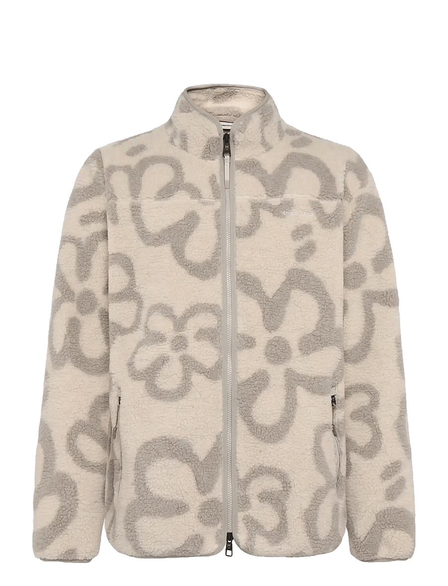 Knowledge Cotton Apparel - Loose print full zip fleece - herbstjacken - creme - 0
