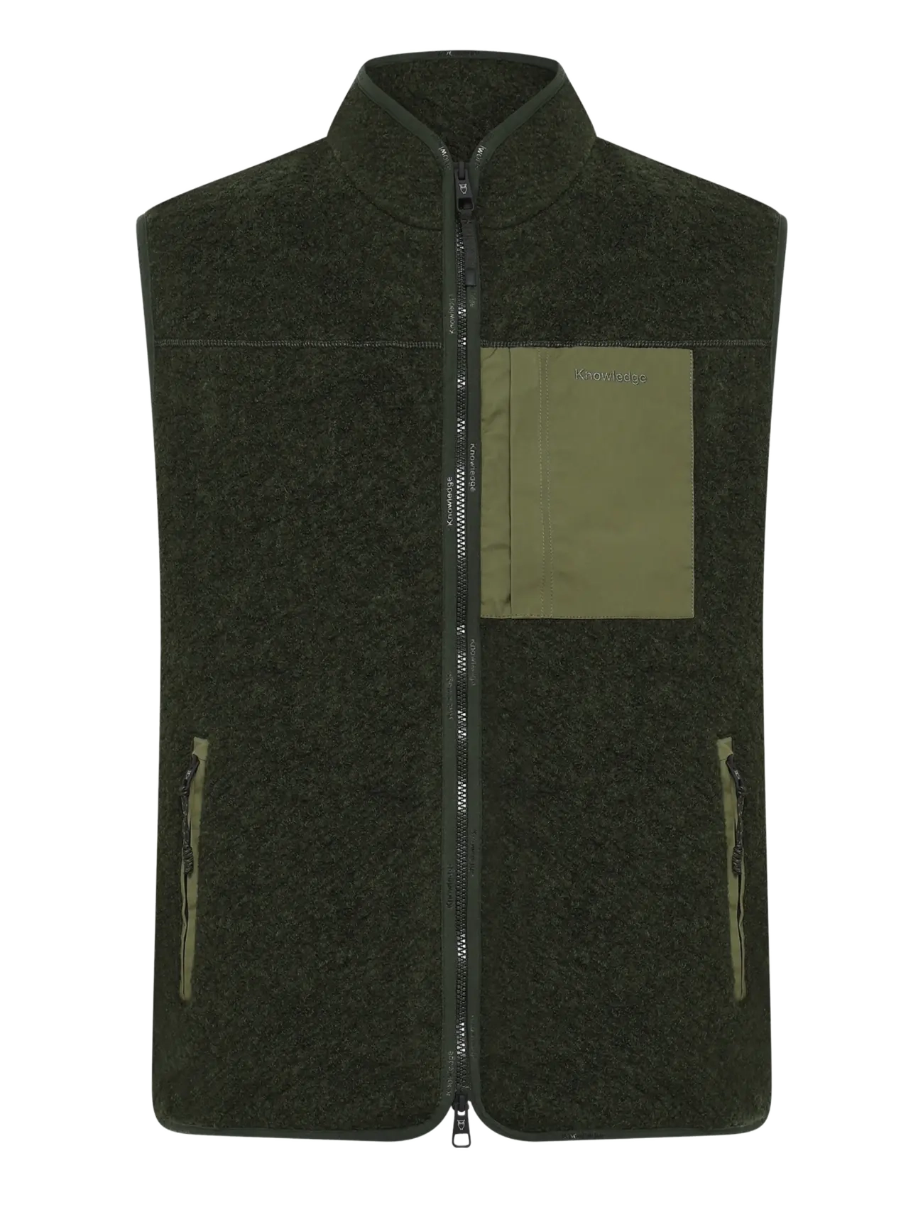 Knowledge Cotton Apparel Wool fleece vest - Tøj - FORREST NIGHT / green