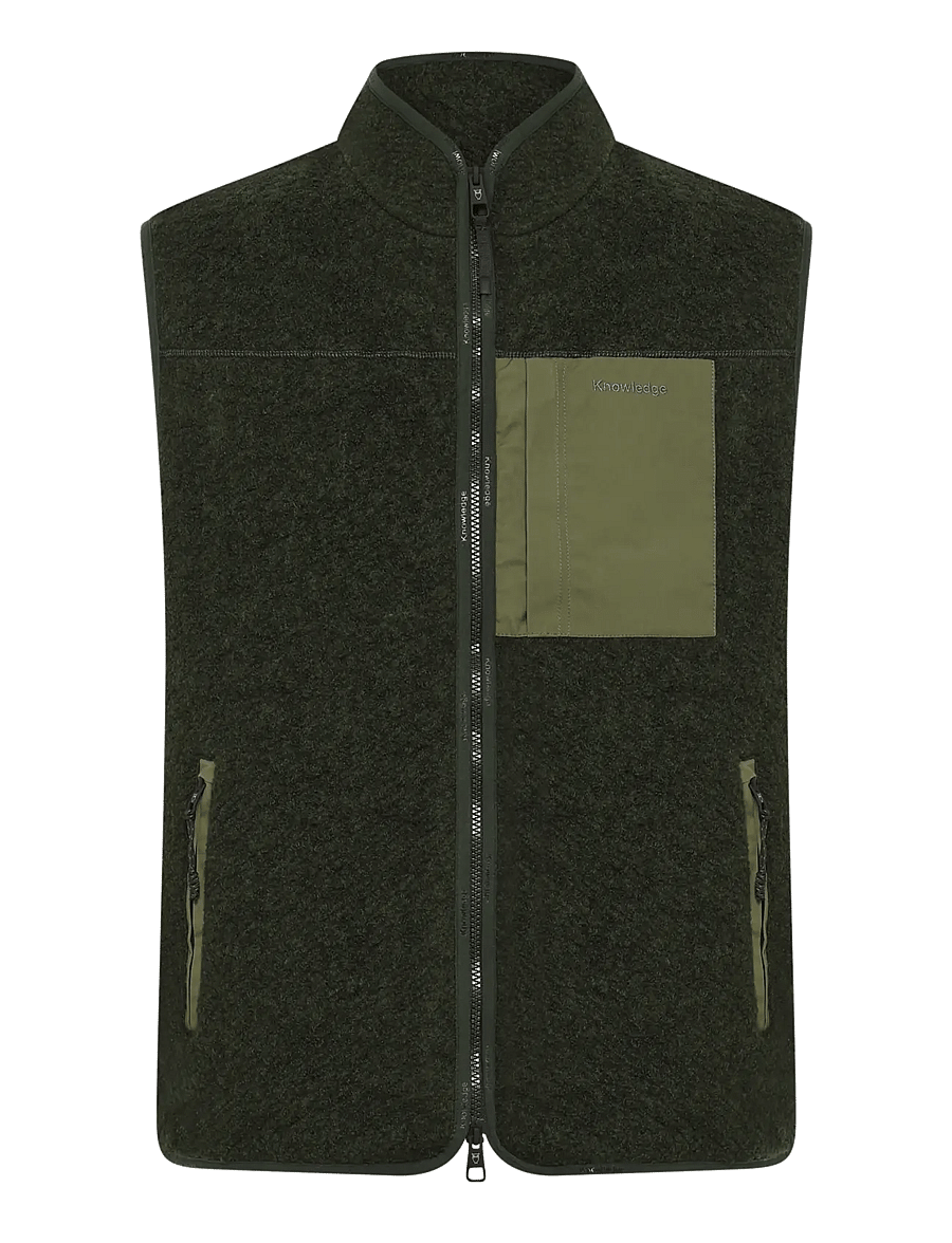 Knowledge Cotton Apparel - Wool fleece vest - veste - forrest night - 0