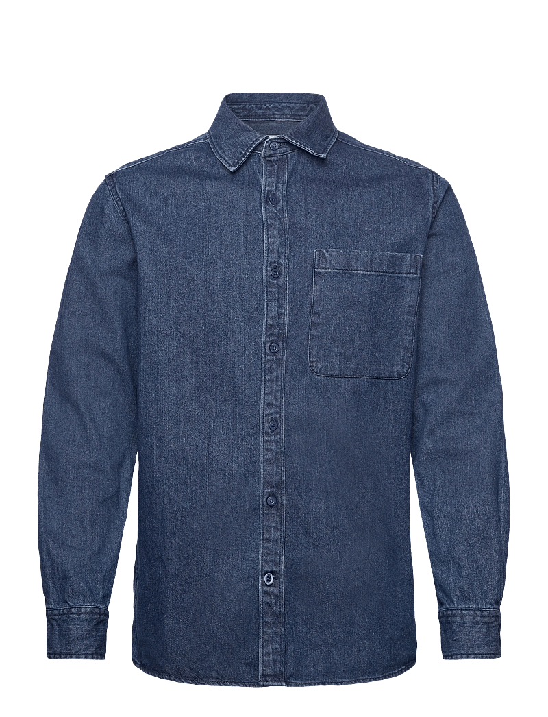 Knowledge Cotton Apparel - Organic Cotton Natural Indigo Denim - jeansskjortor - dark blue denim - 0