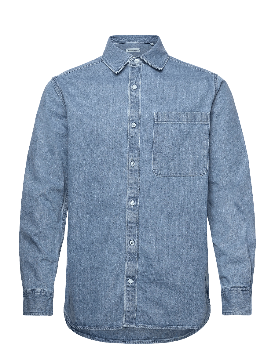 Knowledge Cotton Apparel - Organic Cotton Natural Indigo Denim - jeanshemden - light blue denim - 0