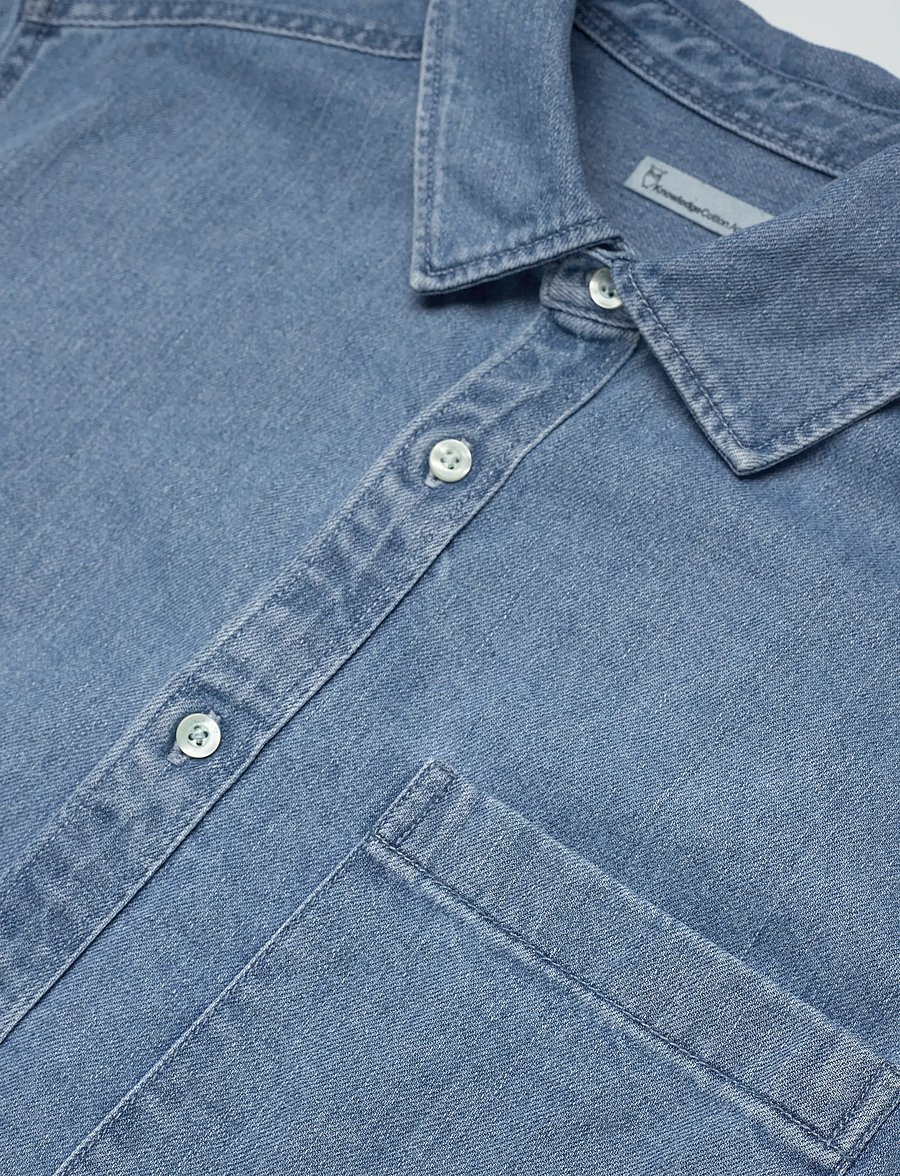 Knowledge Cotton Apparel - Organic Cotton Natural Indigo Denim - jeanshemden - light blue denim - 3