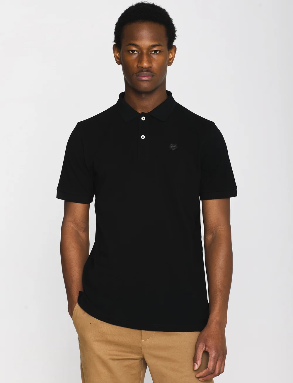 Knowledge Cotton Apparel - Basic badge polo - GOTS/Vegan - kurzärmelig - black jet - 0