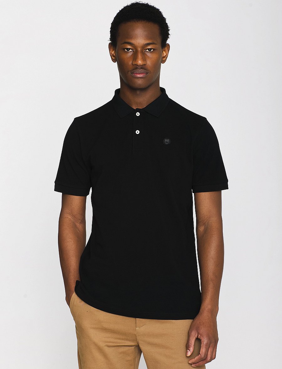 Knowledge Cotton Apparel - TOKE basic badge polo - GOTS/Vegan - short-sleeved polos - black jet - 0