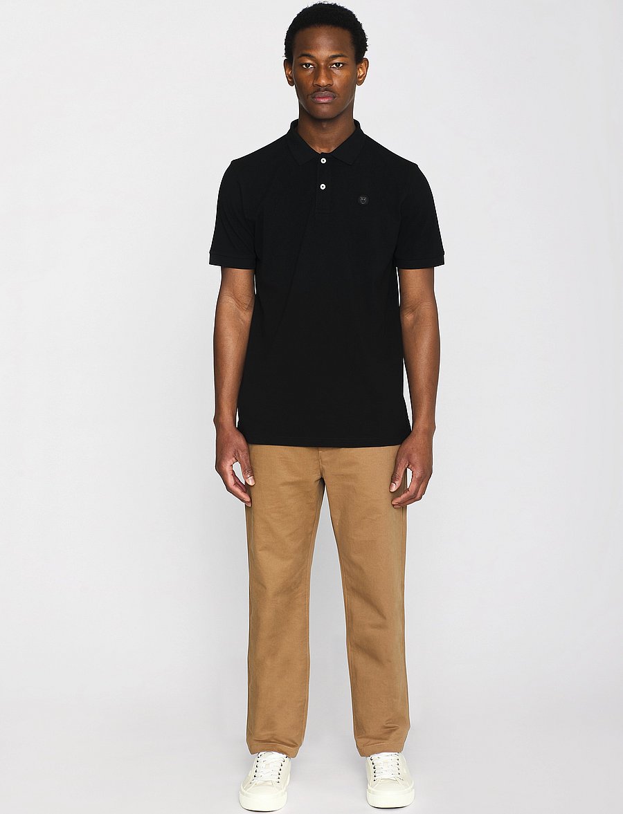 Knowledge Cotton Apparel - TOKE basic badge polo - GOTS/Vegan - short-sleeved polos - black jet - 4