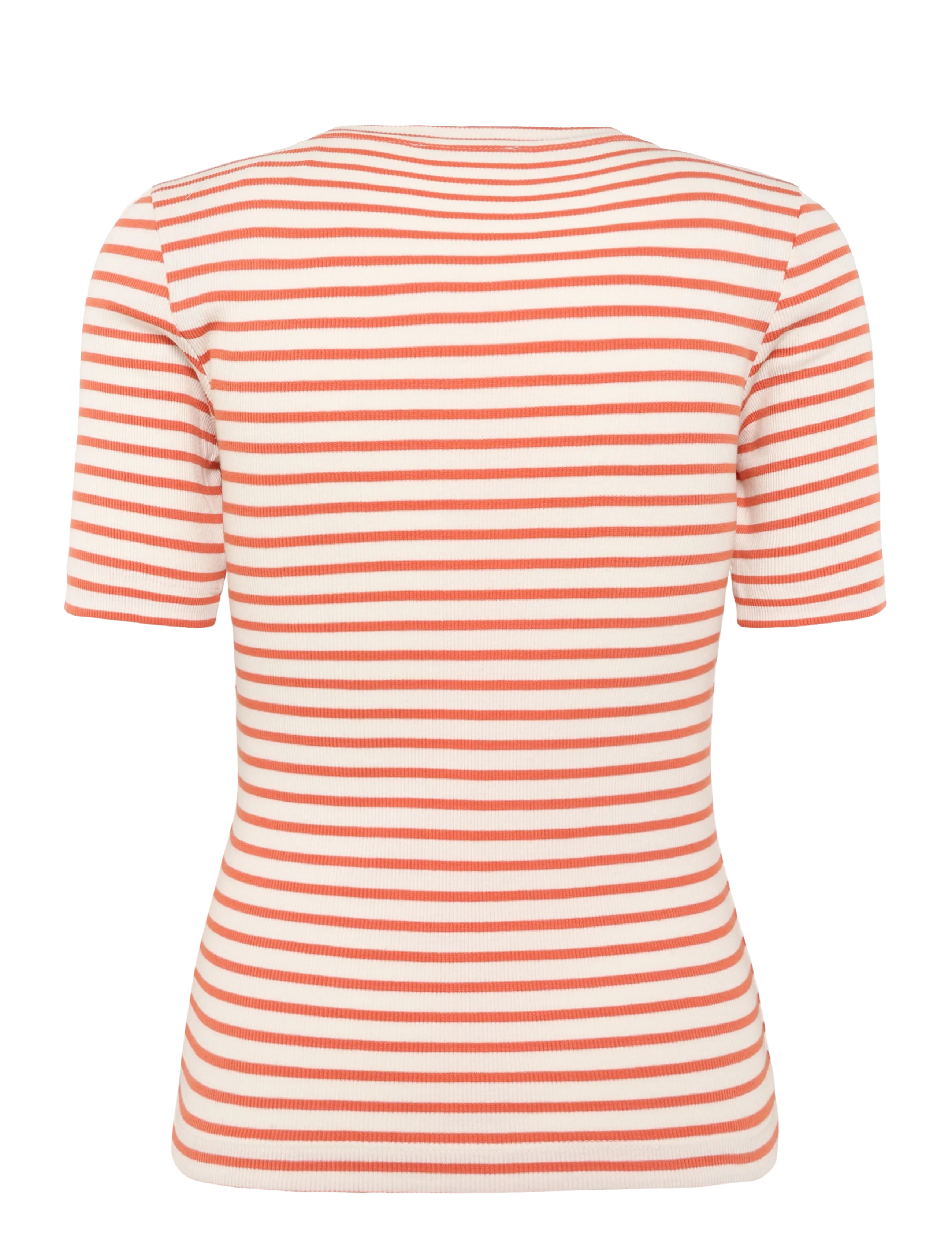 Knowledge Cotton Apparel - Striped rib t-shirt - Regenerative - red stripe - 1